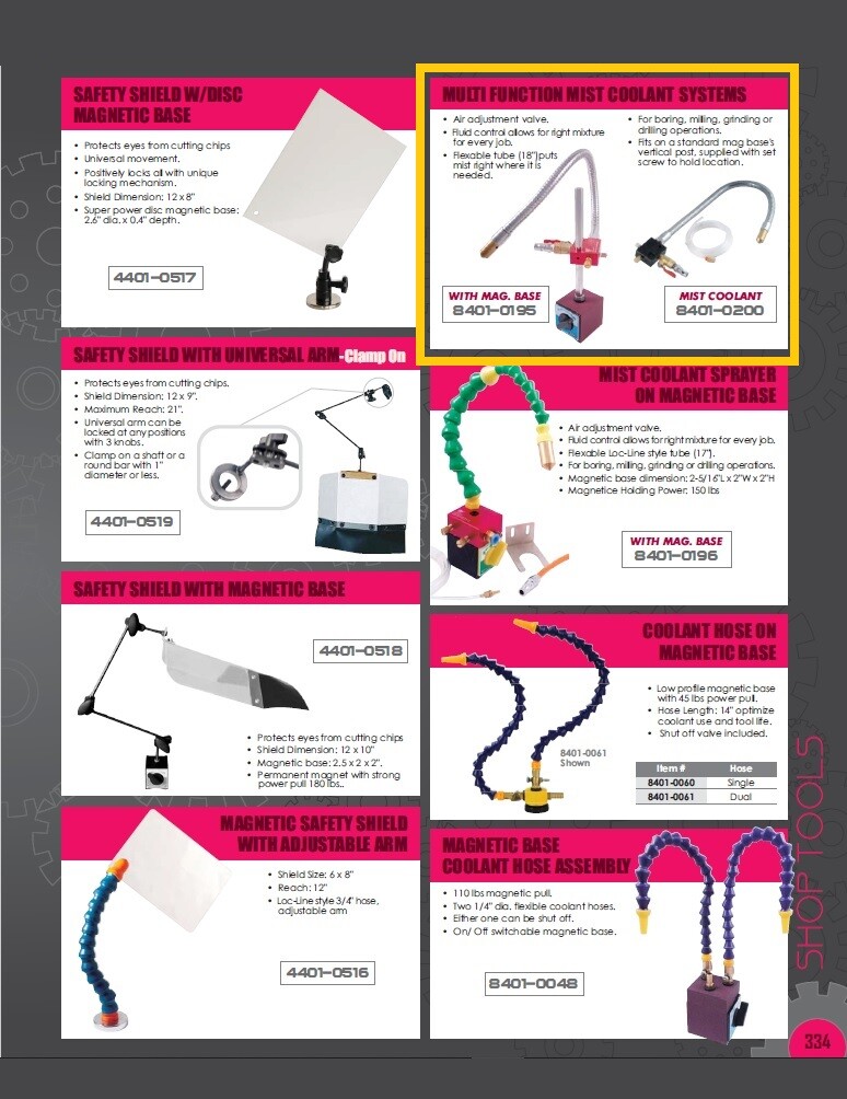MIST COOLANT SPRAYER SYSTEM ON MAGNETIC BASE (8401-0195)