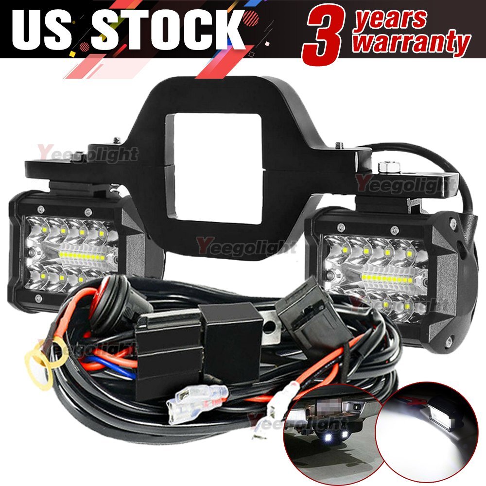 Tow Hitch Mounting Bracket +Tri-row LED Work Light Pods Backup Reverse For Truck