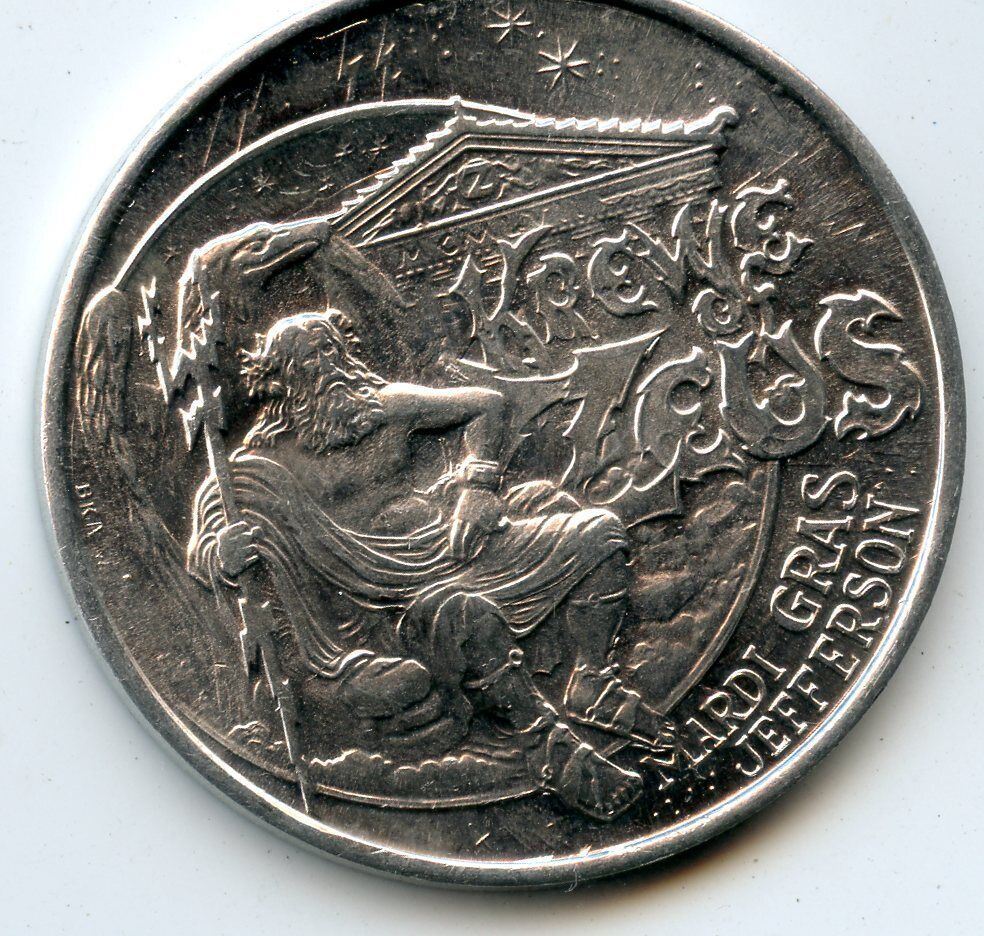 .Mardi Gras Doubloon Krewe of Zeus 1984 Aluminum