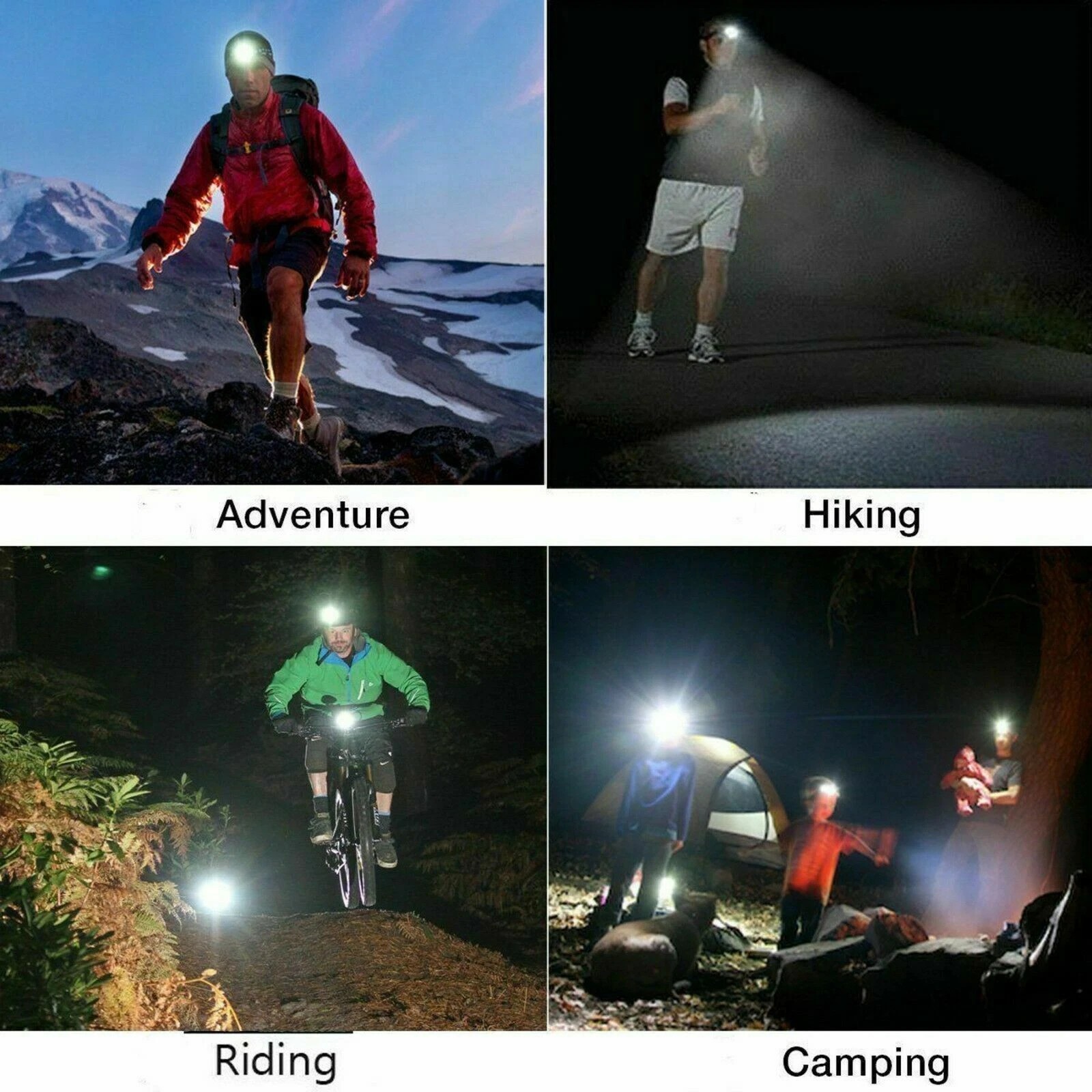 COB LED Headlamp USB Rechargeable Headlight Torch Work Light Bar Head Band Lamp
