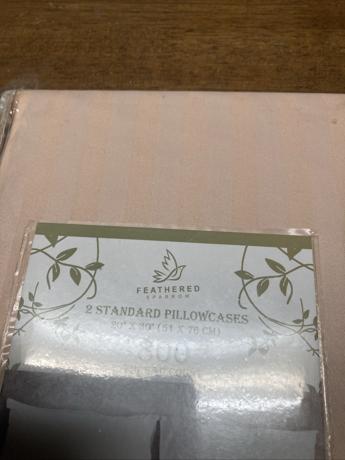 Feathered Sparrow 2 Standard Pillowcases 20”x30” 800 Thread Count, Blush Color