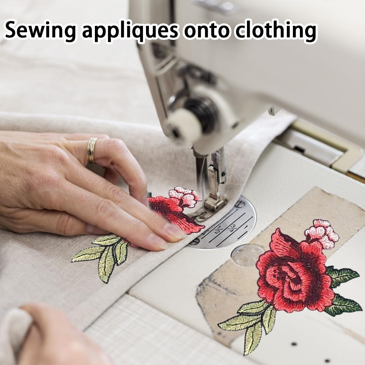 12 PCS Rose Embroidered Lace Flower Applique Patches Peony Flower Embroidered Ap