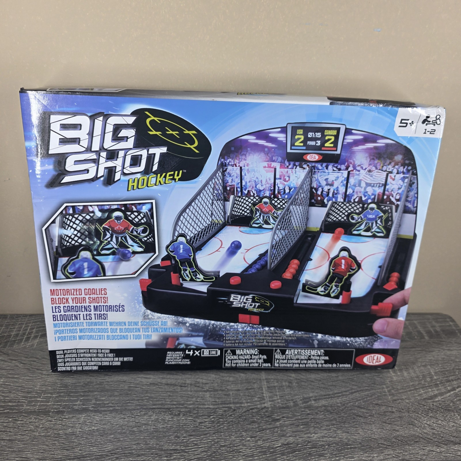 Ideal Big Shot Hockey Motorized Electronic Tabletop USA VS CANADA NEW SEALED