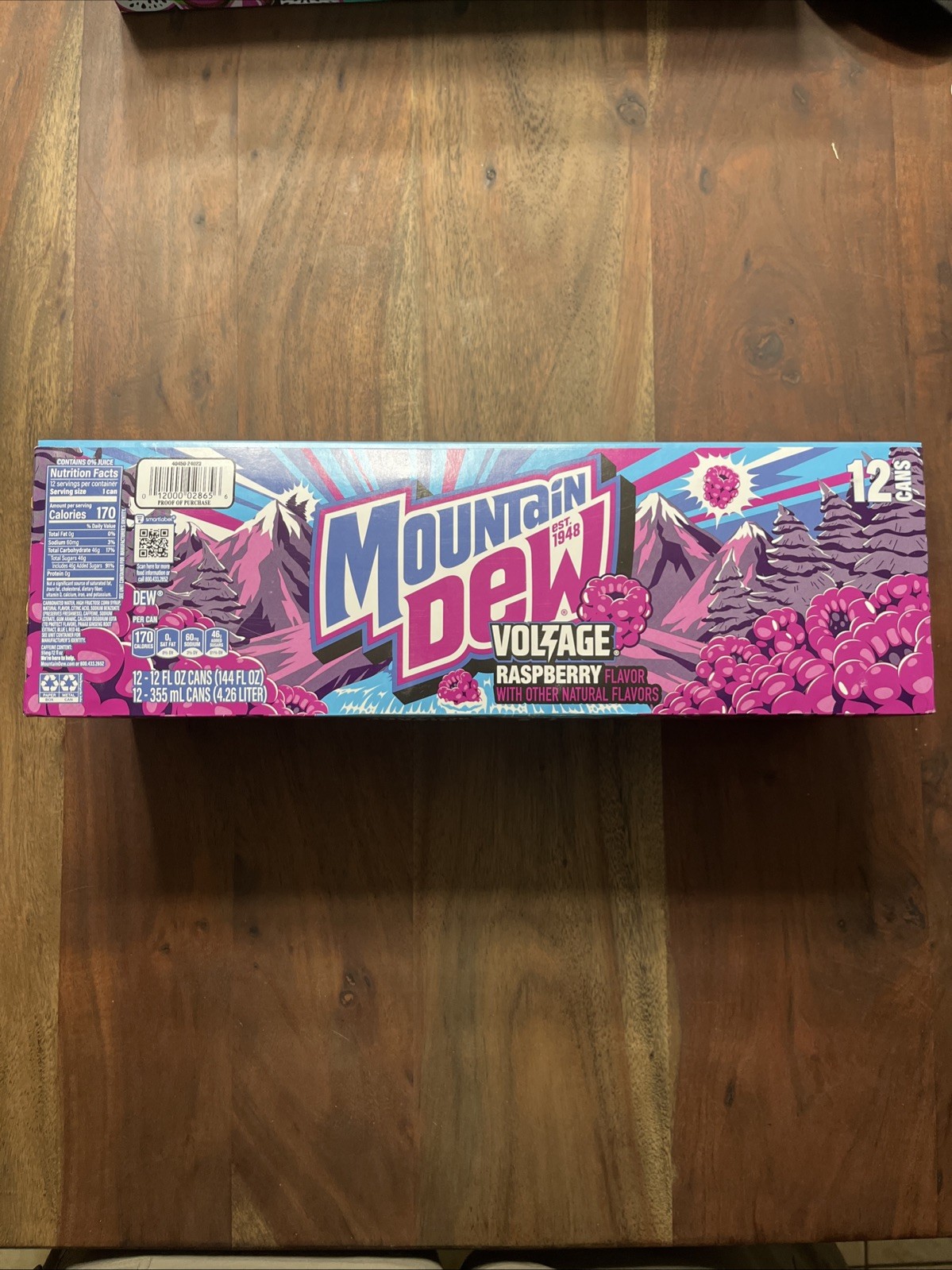 Mountain Dew Voltage Raspberry Soda (12Pack Cans)
