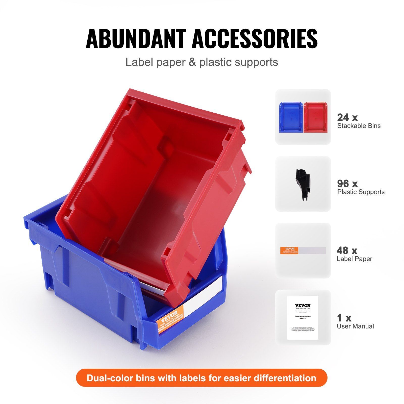 24Pcs Plastic Storage Bin Hanging Stackable Storage Containers for Closet/Office