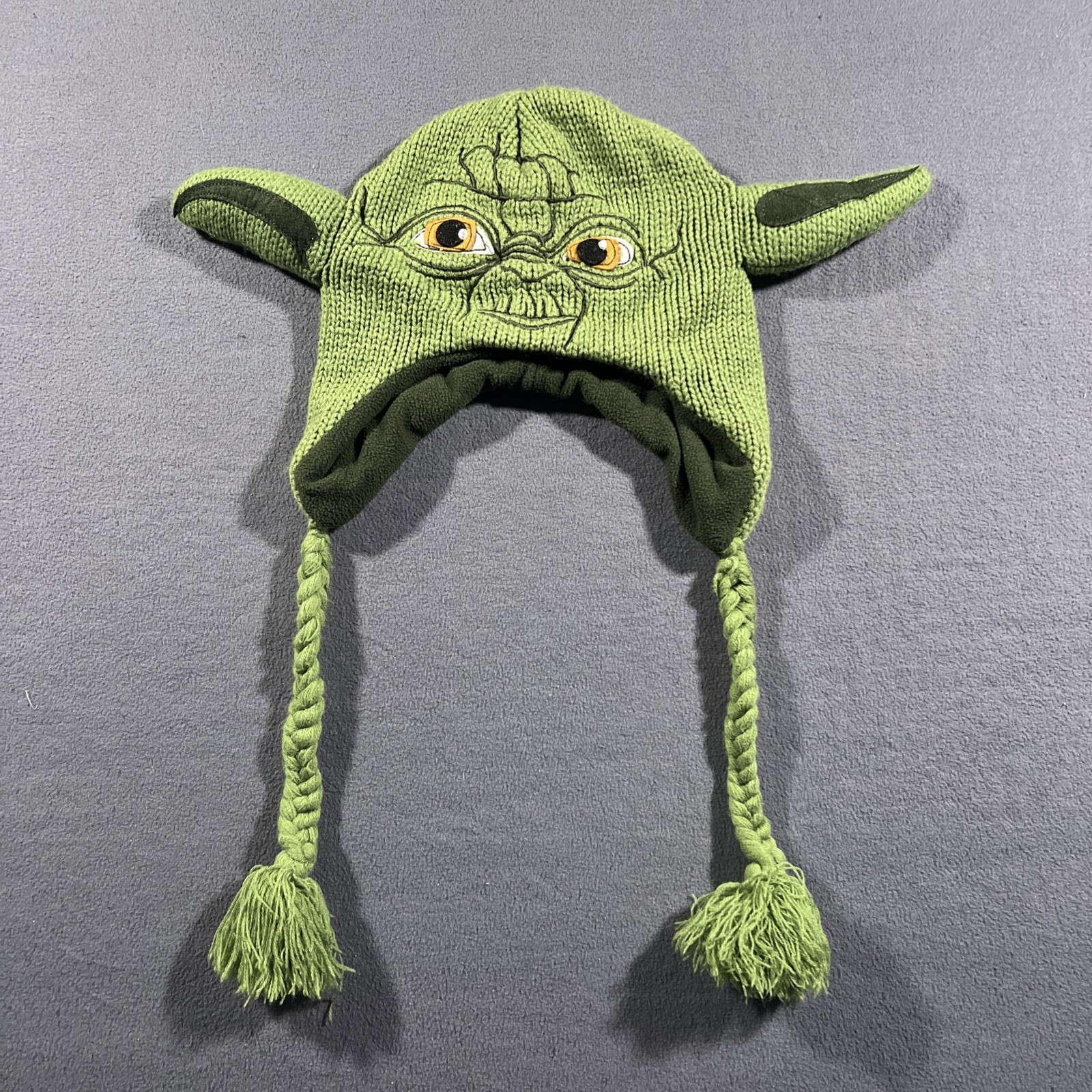 Star Wars Yoda Beanie Hat Knit Cap One Size Fits Most Green Fleece Lined Warm