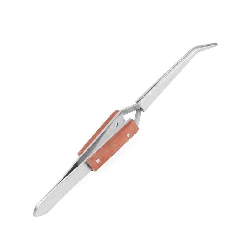 Enkay - Curved, Wood Handle Soldering Tweezer, Carded