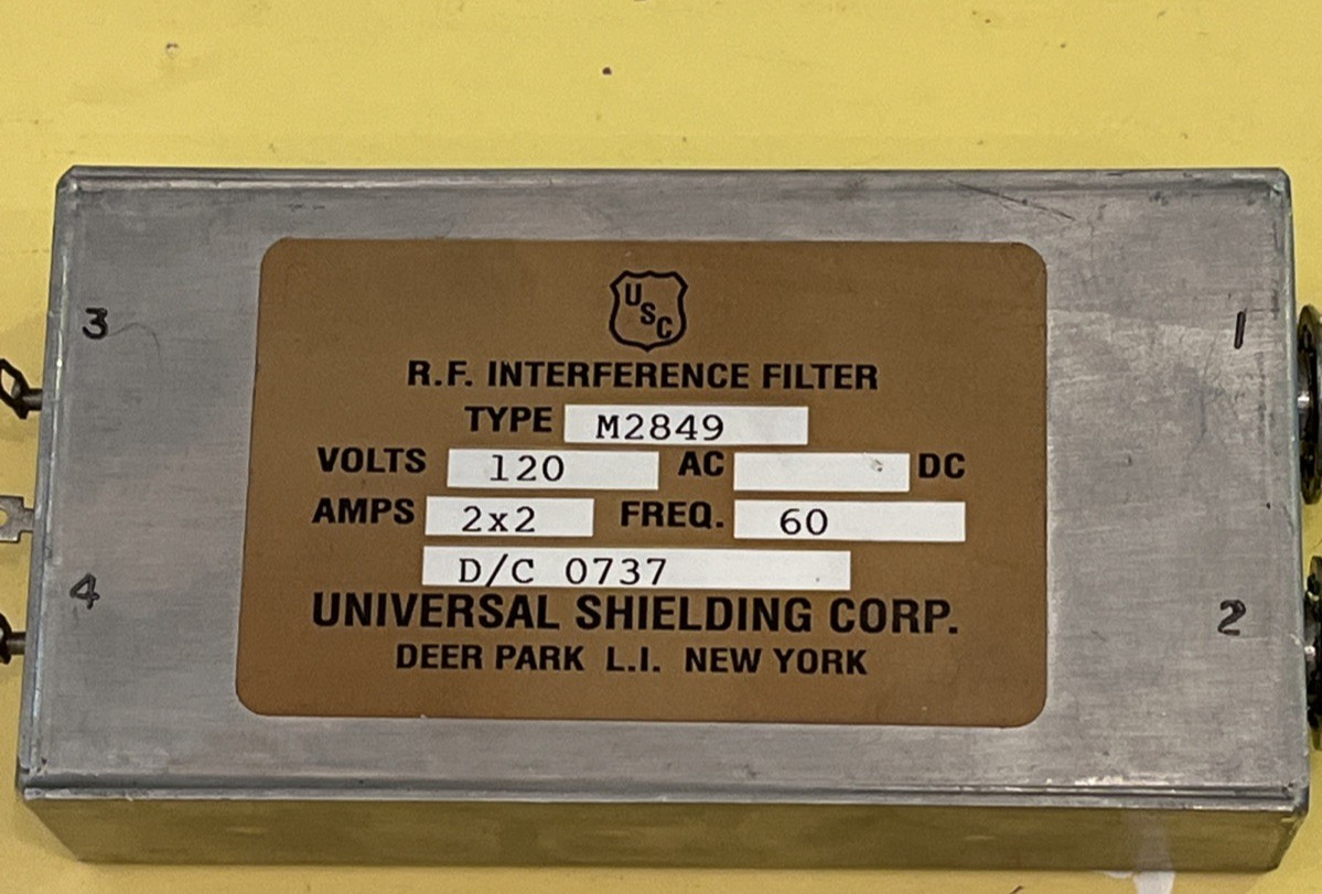 RF Interference Filter 2 wire 120VAC 60Hz 2x2 Amps Data, Security M2849 D/C 0737