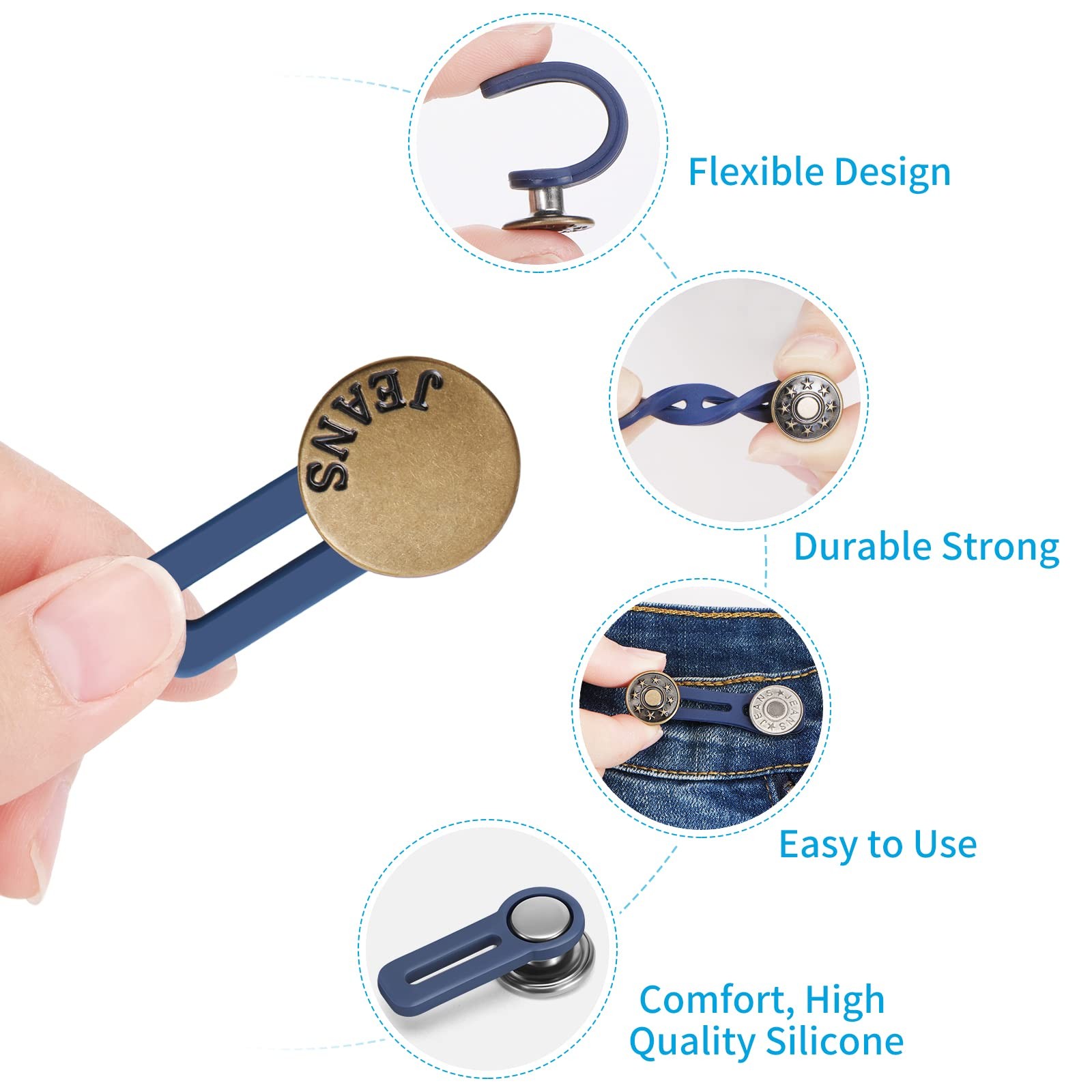 Ceryvop 12 PCS Button Extenders for Jeans, 0.65 inches, [Multiple Colors]