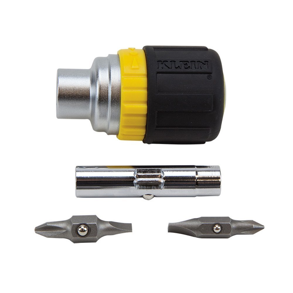 Klein 32593 6-in-1 Ratcheting Stubby Screwdriver