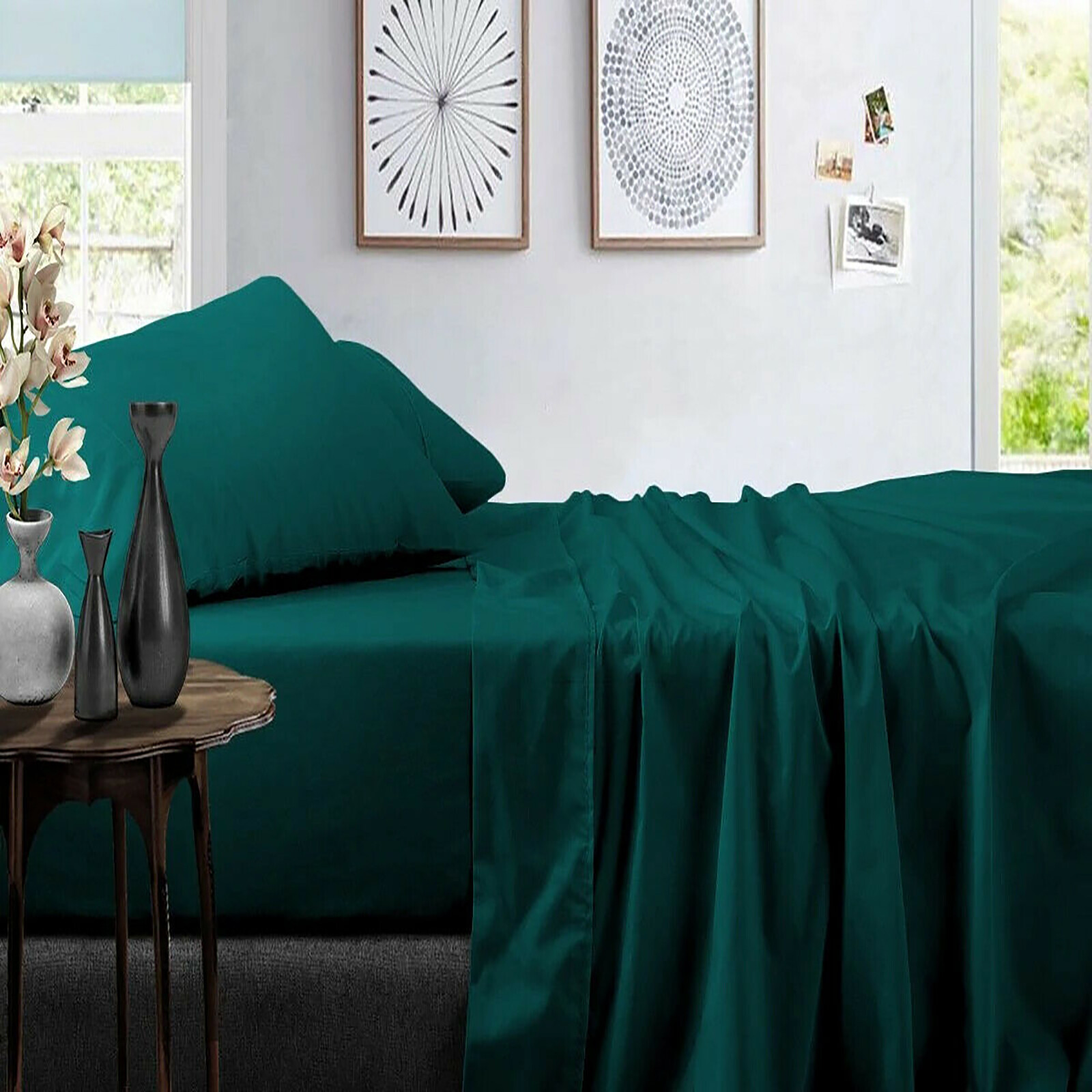 Extra Deep Pocket Bed Sheets 1000 - 1200 TC Egyptian Cotton Teal Solid