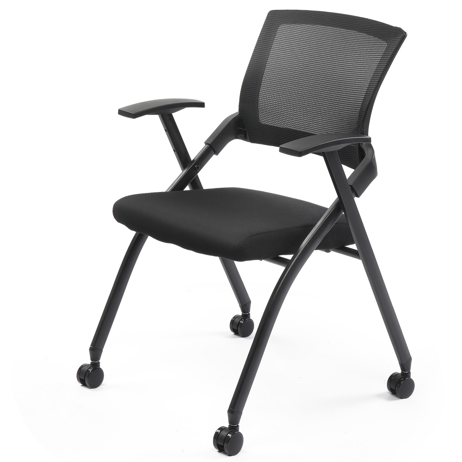 Stackable Reception Chairs, Wheels, Foldable, 350lb Capacity, 2-Pack
