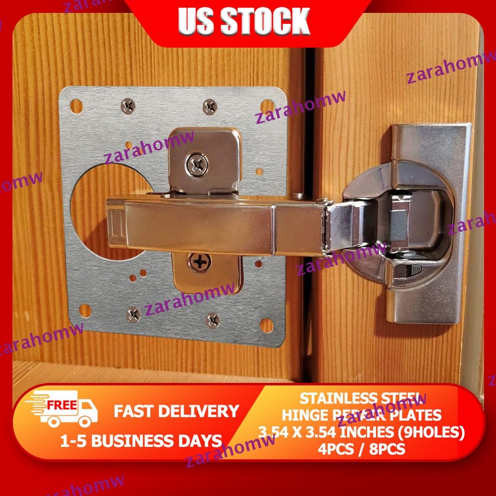 BIG SALE 4x/8x Hinge Repair Plate Stainless Steel Bracket Kit 3.54 x 3.54 inches