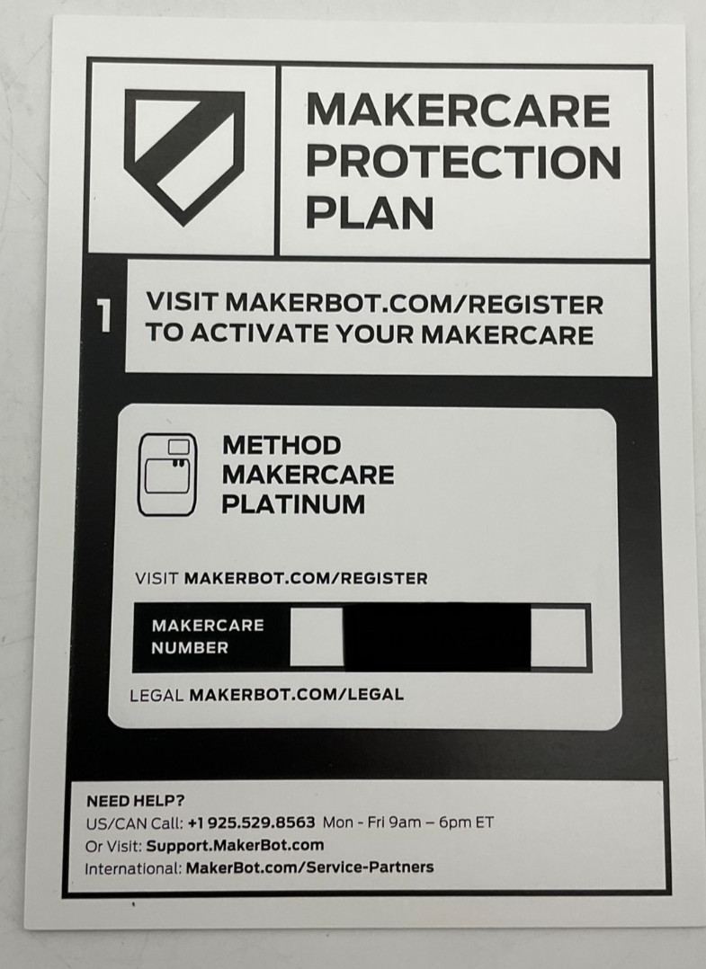 MakerBot Makercare 3-Year Coverage Platinum Plan for MakerBot Method 3D Printer