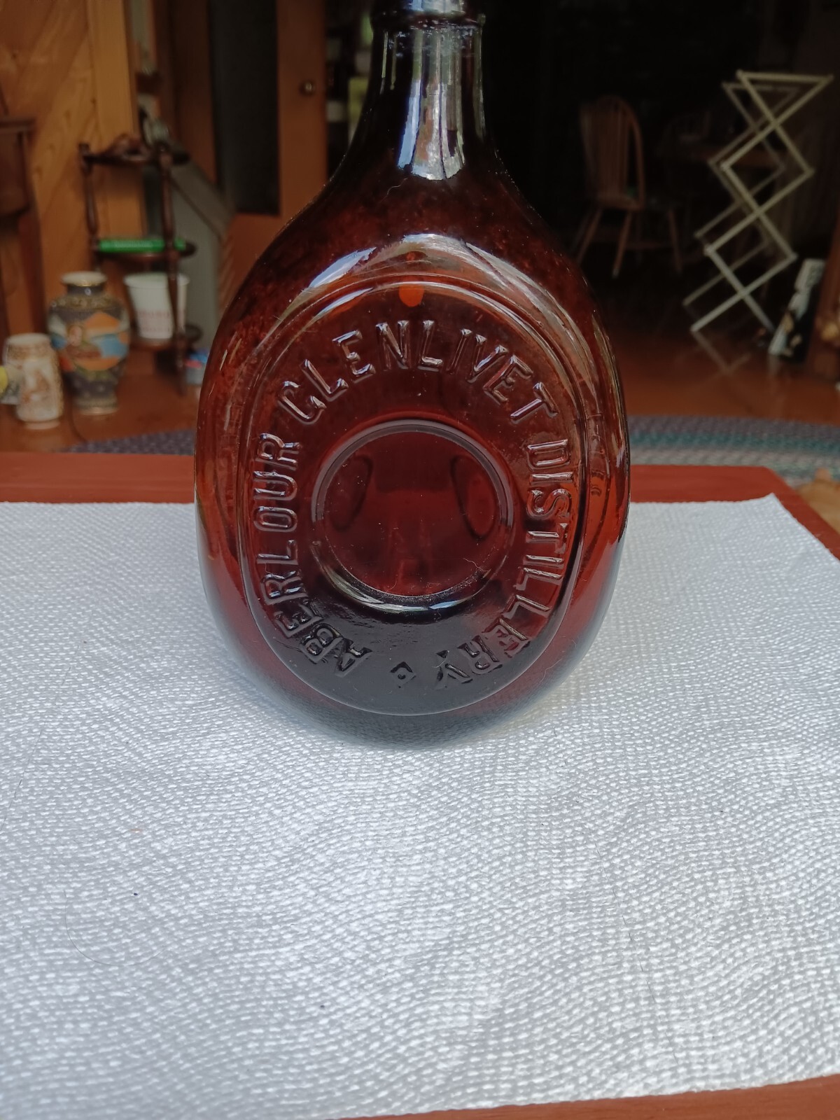 Vtg Glass Bottle W.H. Holt & Sons  Aberlour Glenlivet Distillery 3 Sided.  237