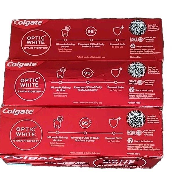Three (3) Pack ~ Colgate ~ OPTIC WHITE ~ Stain Fighter ~ Toothpaste ~ 4.2 oz