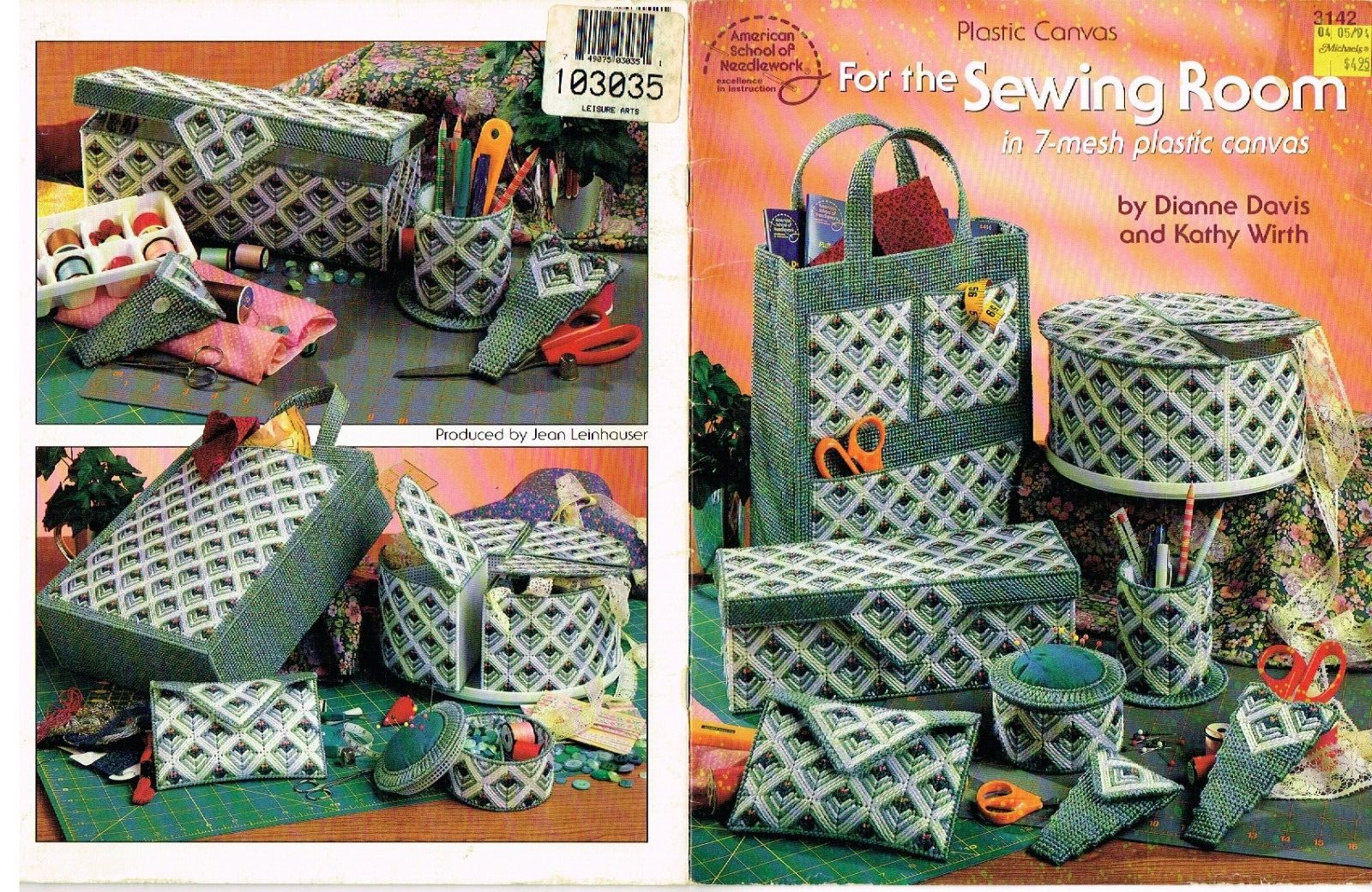 Sewing Room Plastic Canvas Projects Pattern Book Tote Pouch Scissors Case