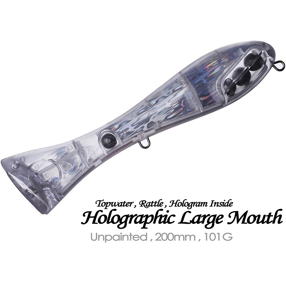 3PCS 20cm 101g Holographic Rattle Popper Unpainted Bait Blank Fishing Lure model