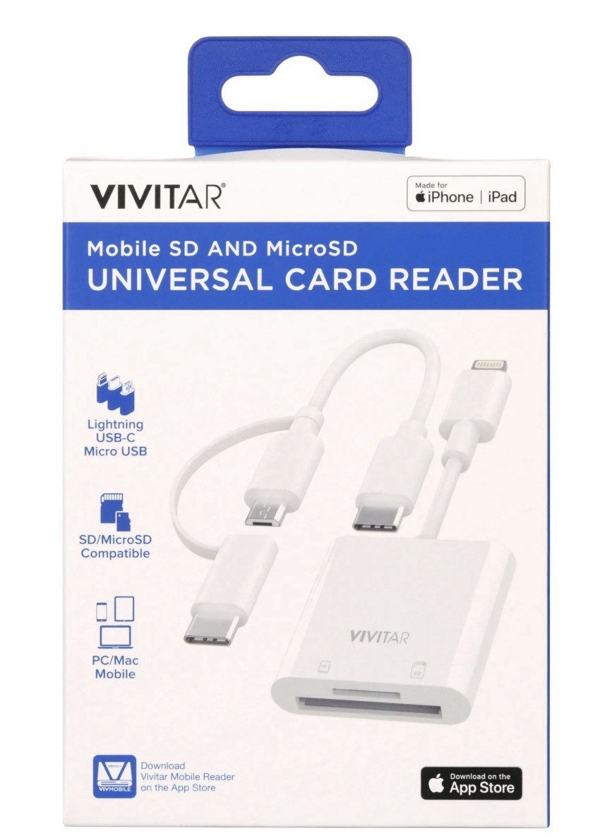 Vivitar Mobile SD and MicroSD Universal Card Reader White MOV4016 - White