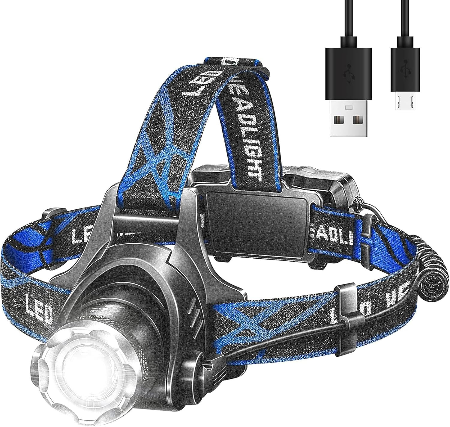 LED Rechargeable Headlamp, 800 Lumens Super Bright Head Lamp with T6 Lamp Bead &