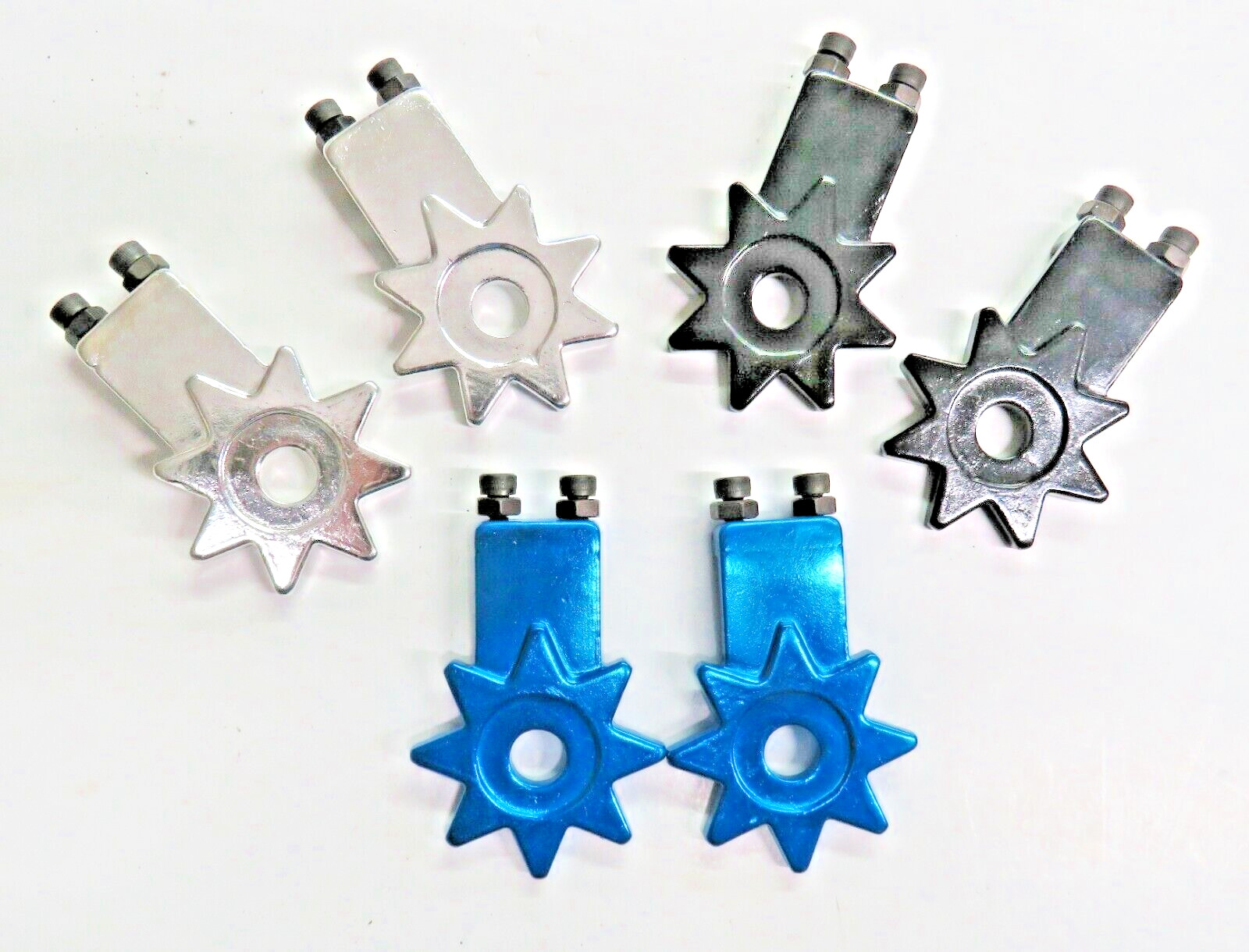 Pair BMX Racing  Bike Chain Tensioner  Star Spur 3/8 inch Blue  or  Black
