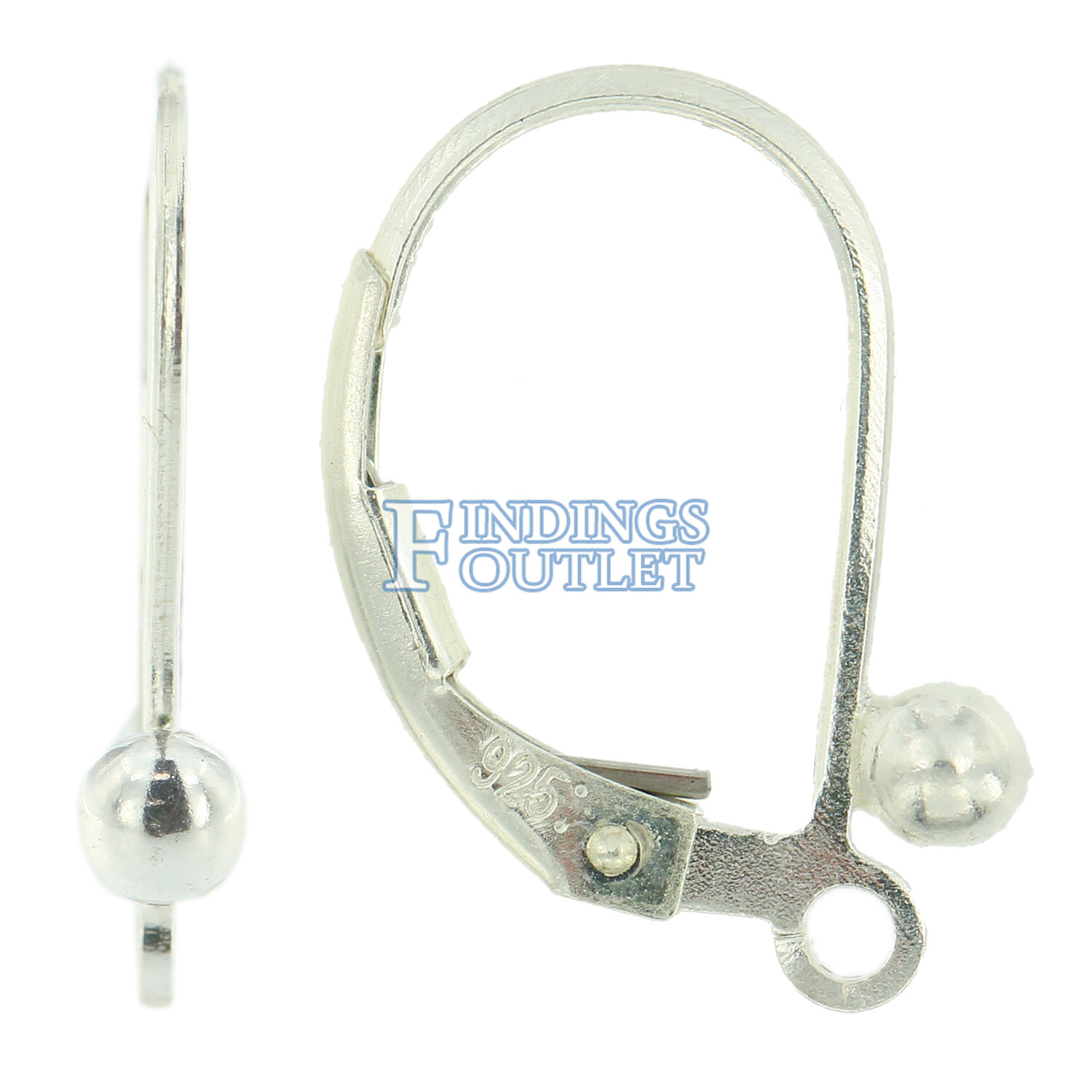 Sterling Silver 925 Leverback Earring Mounting Dangling Setting Loop & 3mm Ball