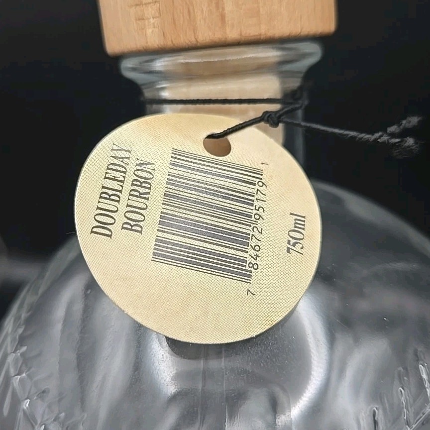 Doubleday Bourbon Baseball Shaped Glass Decanter Cooperstown Distillery 750 ml