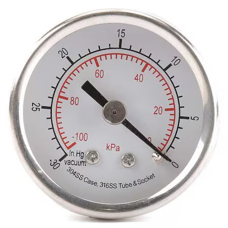 Zoro Select 4Fmw3 Commercial Pressure Gauge, 0 To 30 Psi, 2 1/2 In Dial, 1/4