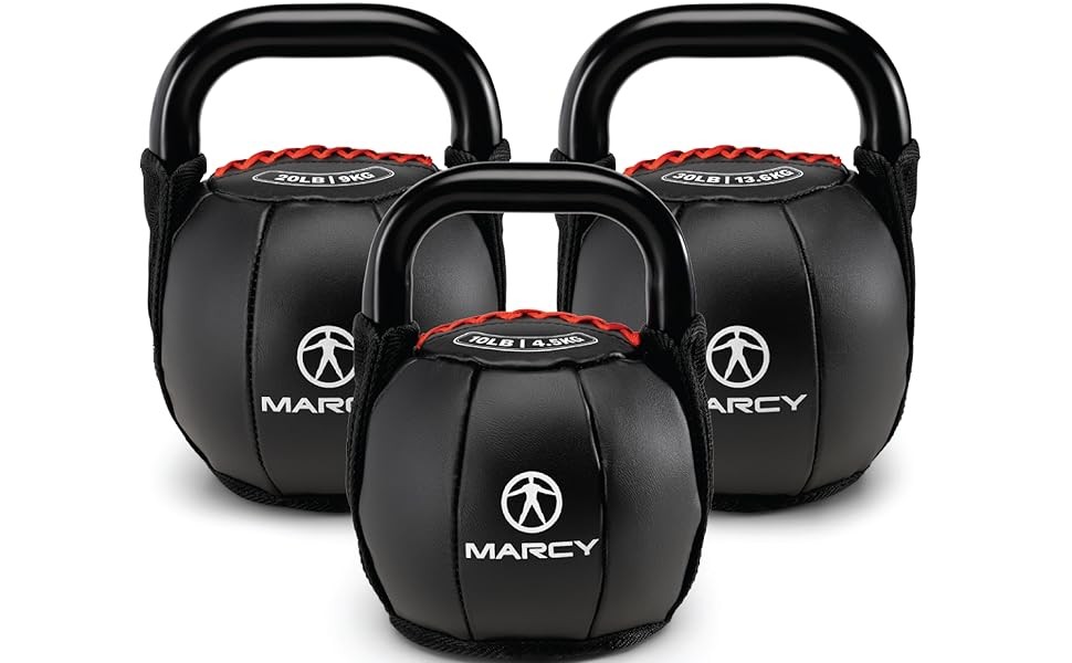 Marcy Strength Training Soft Kettlebell with Handle for Weightlifting,