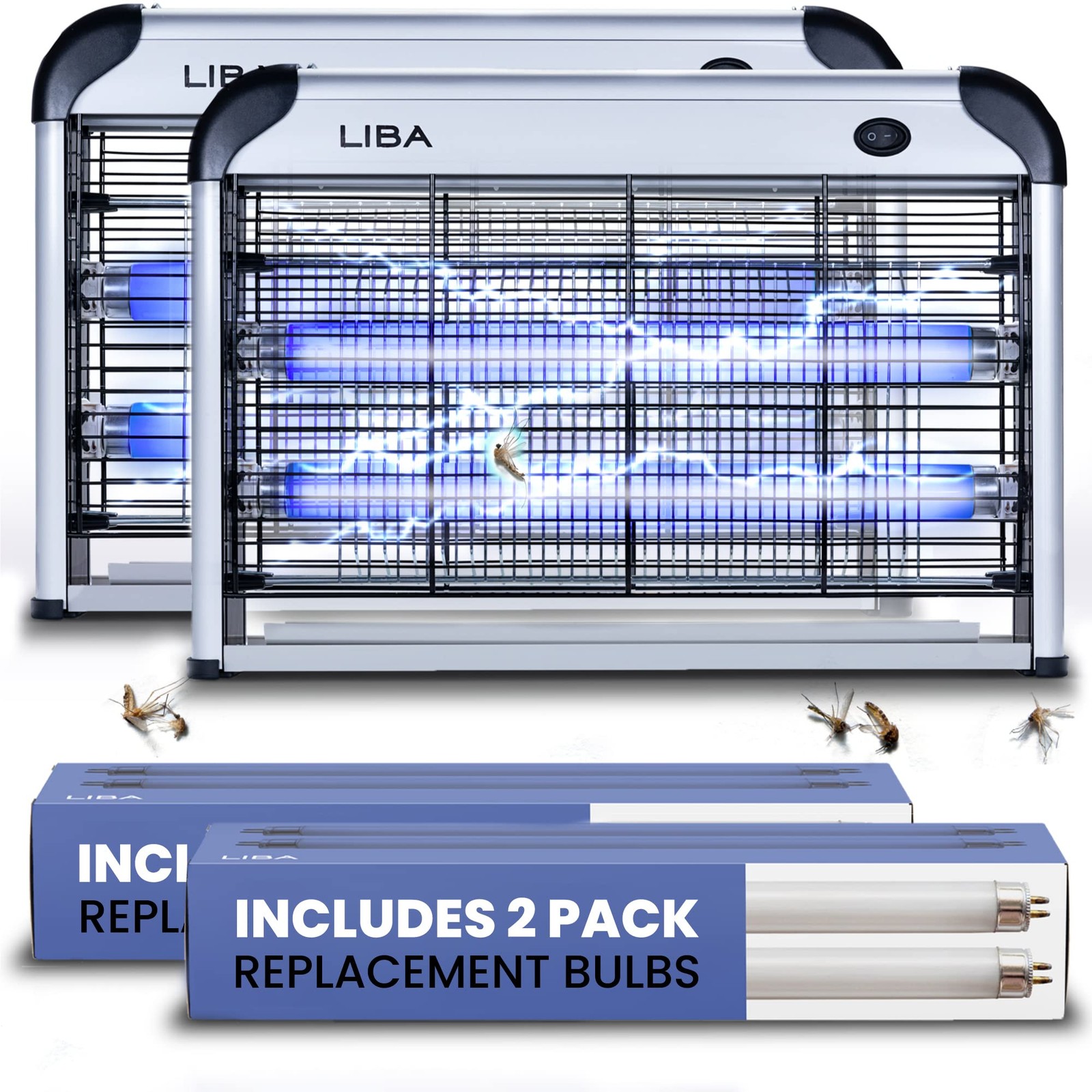 Electric Bug Zapper (2-Pack) Indoor Insect Killer - (4) Extra Replacement Bul...