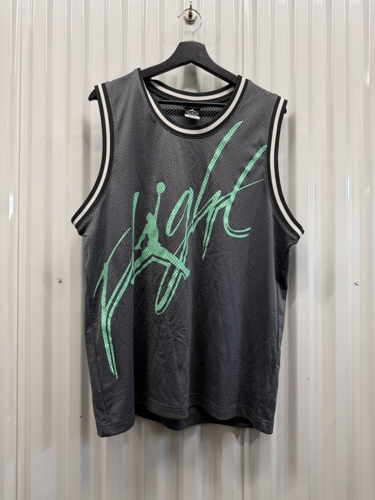 Size XL - Nike Air Jordan Flight Jersey Tank Top Grey Teal Dri-Fit Basketball