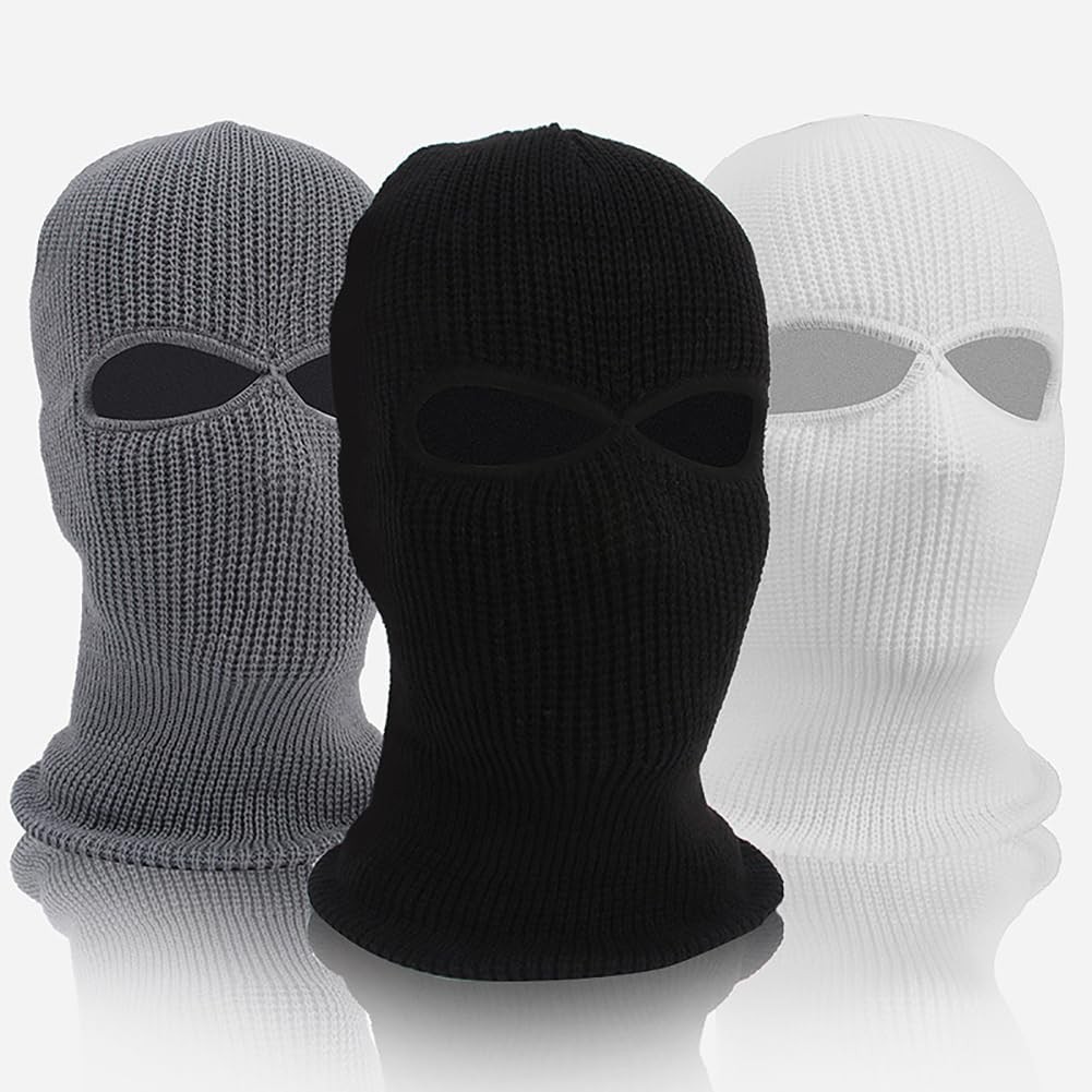 Winter Knitted Balaclava Full Face Mask 2 Hole Ski One Size, Black