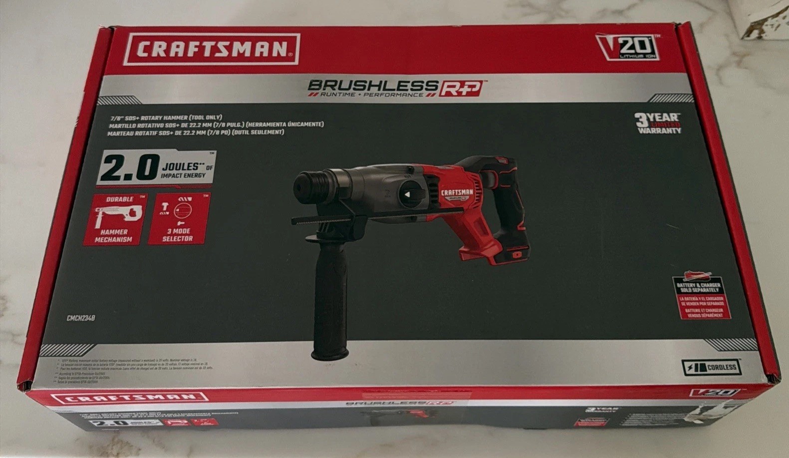 NEW CRAFTSMAN V20* Brushless RP  7/8" SDS+ Rotary Hammer CMCH234B Sealed