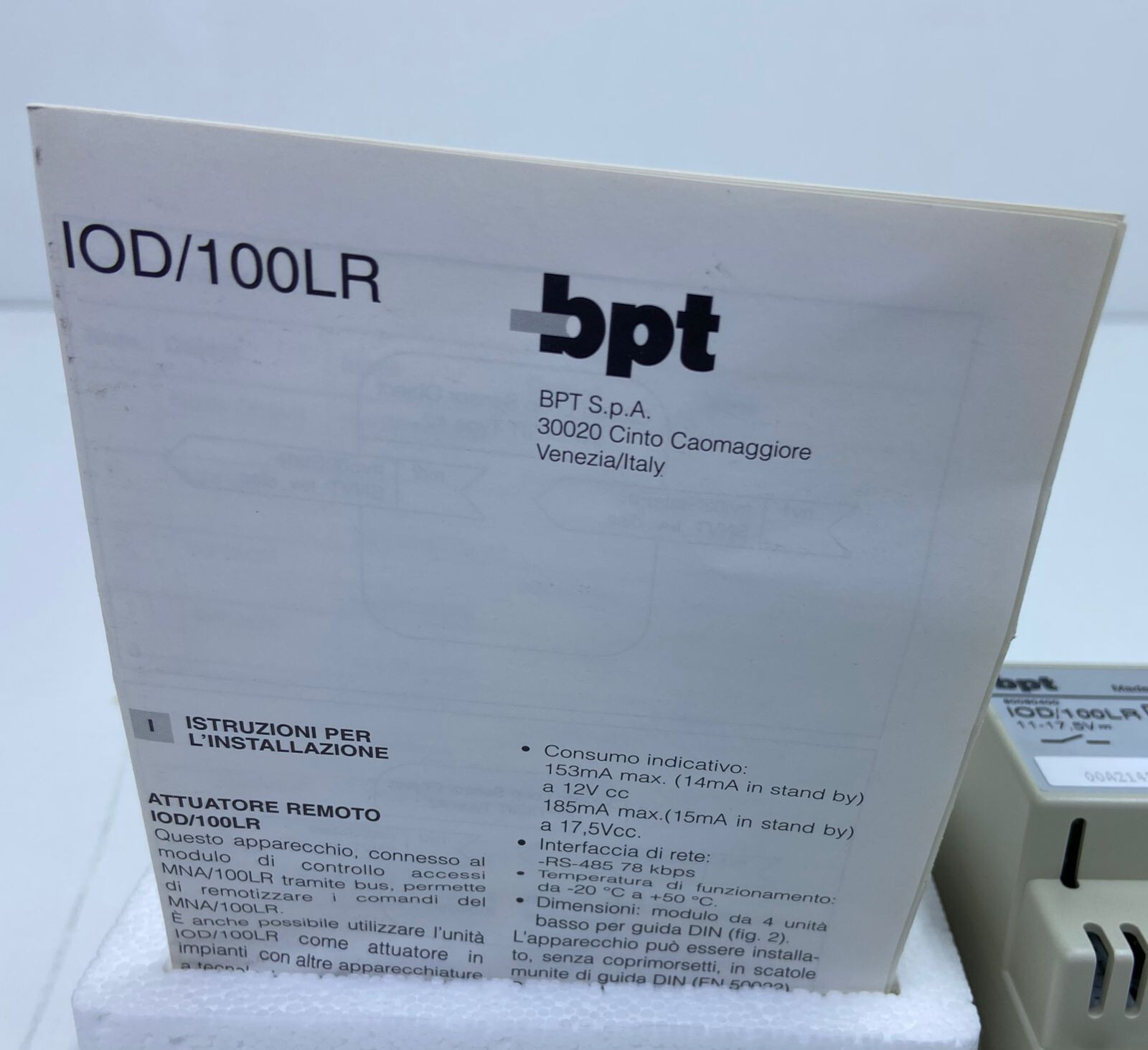 BPT IOD/100LR, ACCESS CONTROL REMOTE ACTUATOR , CH#315