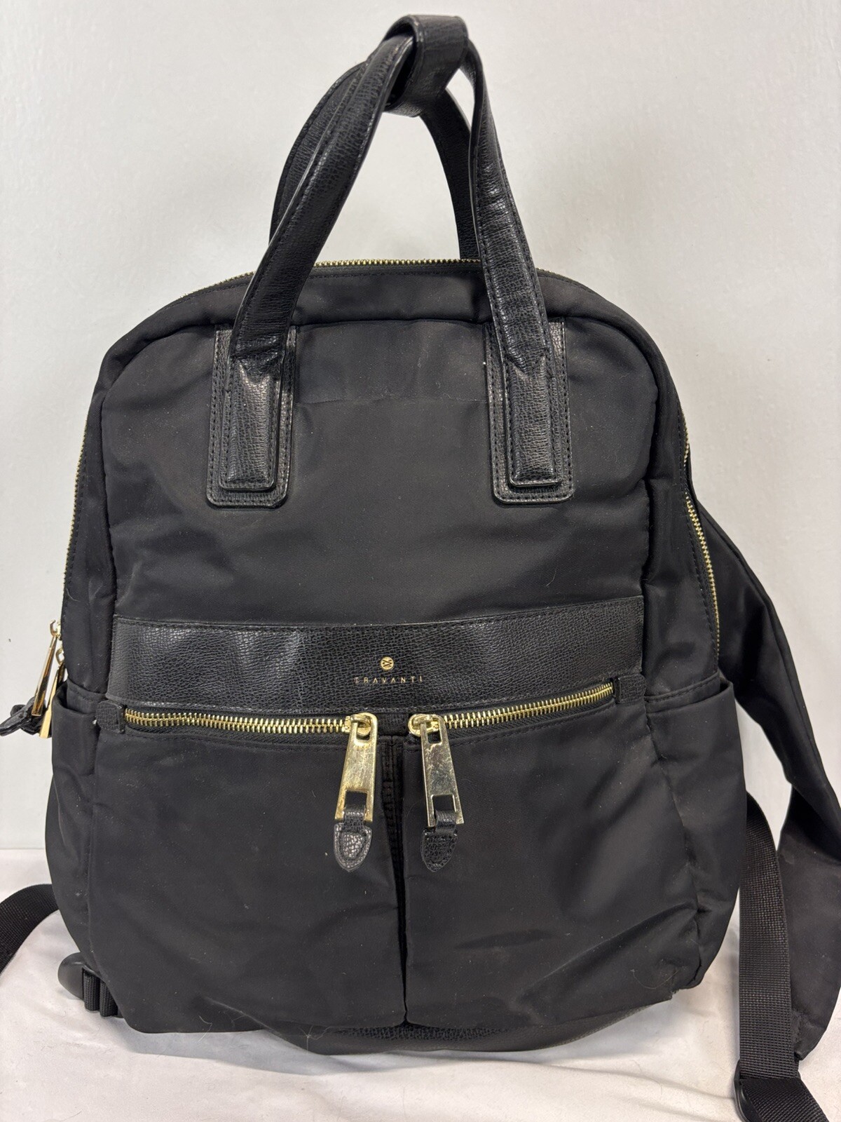 Travanti Travel Laptop Backpack Bag Black Nylon