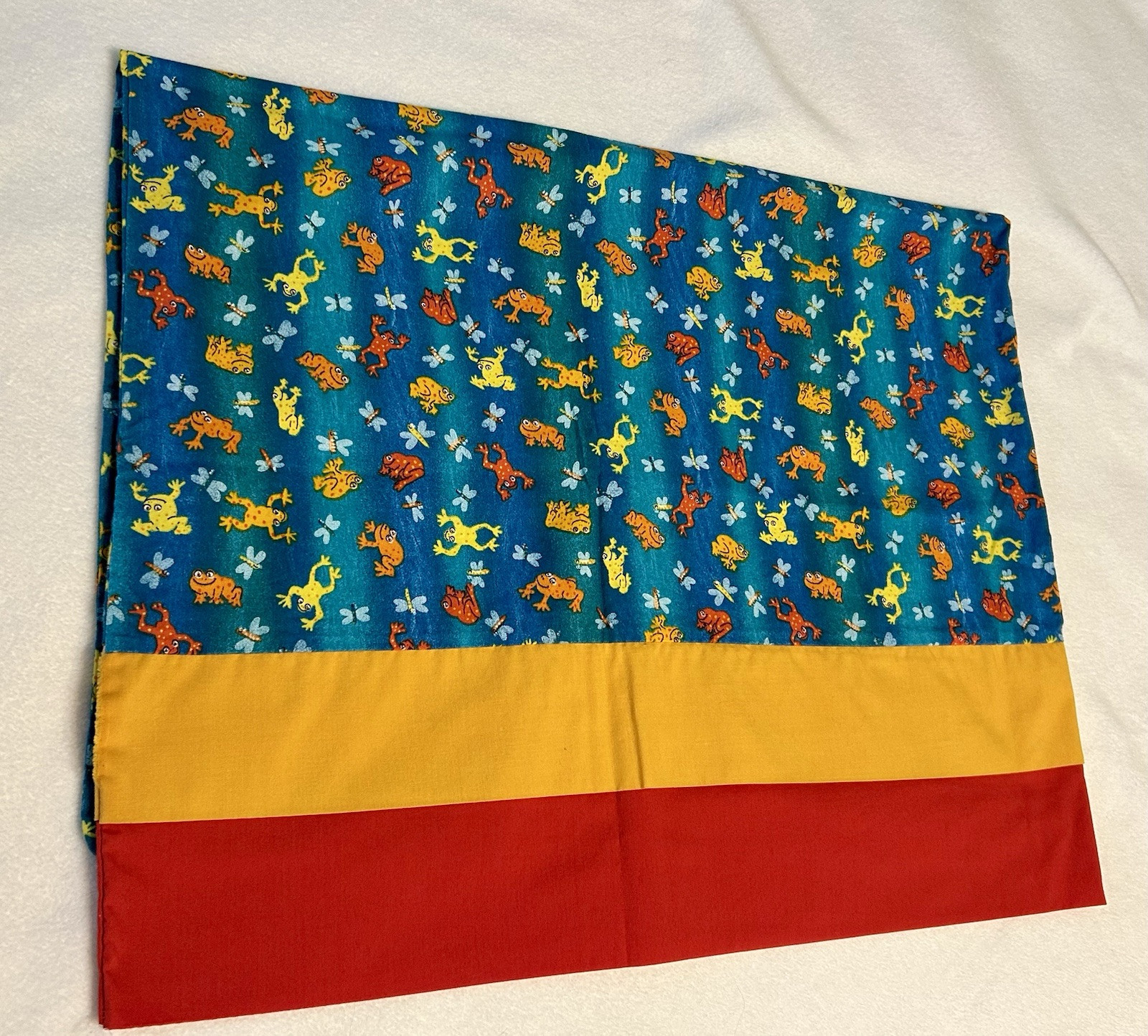 Frog Toad Dragonfly Pillowcase Bright Colors Never Used Hand Made 20 years ago