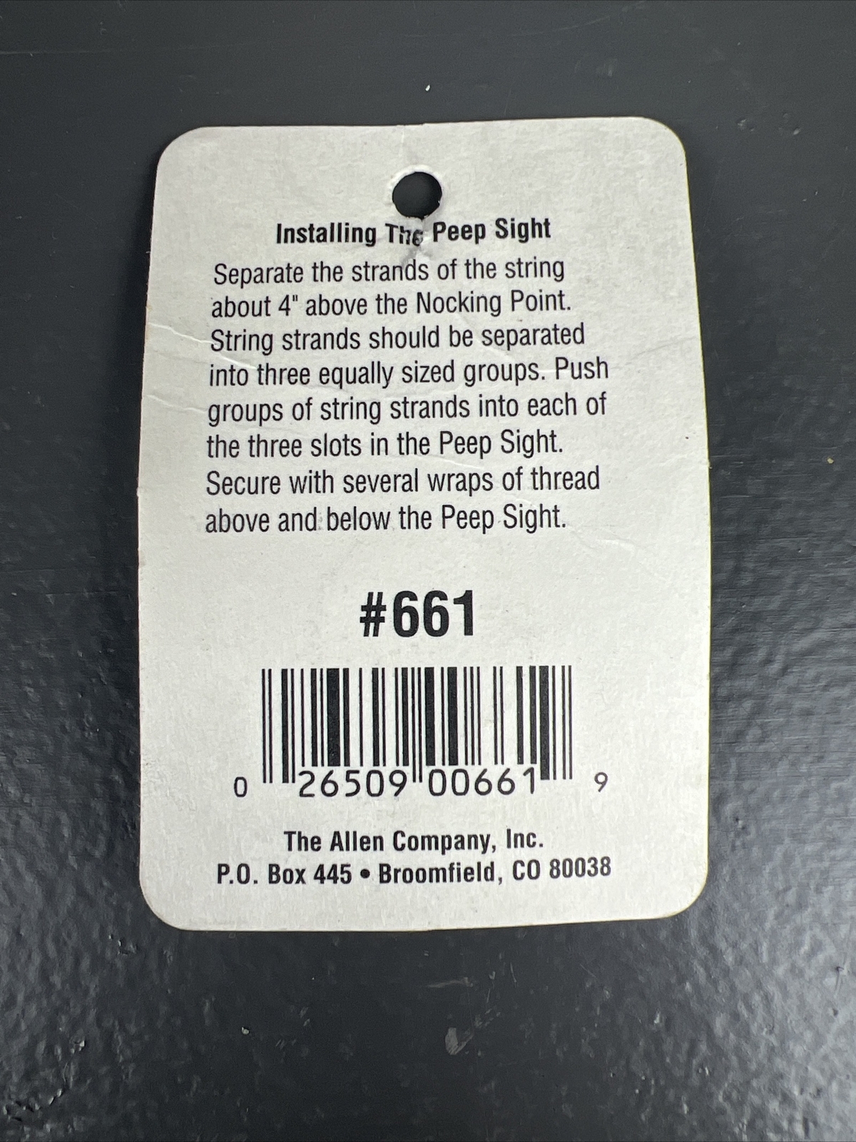 Allen Peep Sight North American String Loop Archery New