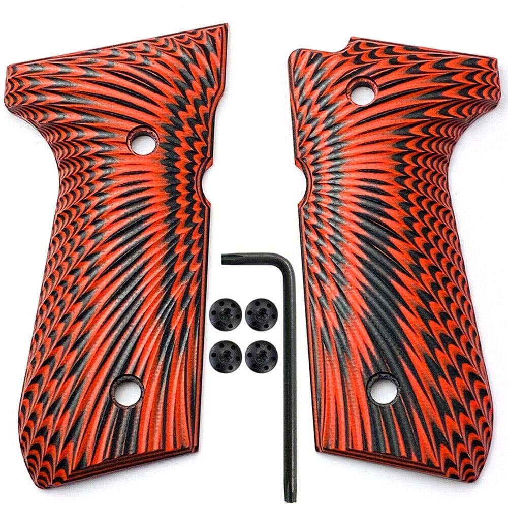 G10 Grips For Beretta 92 fs m9 92a1 96a1 92 inox Sunburst Texture Black, Red