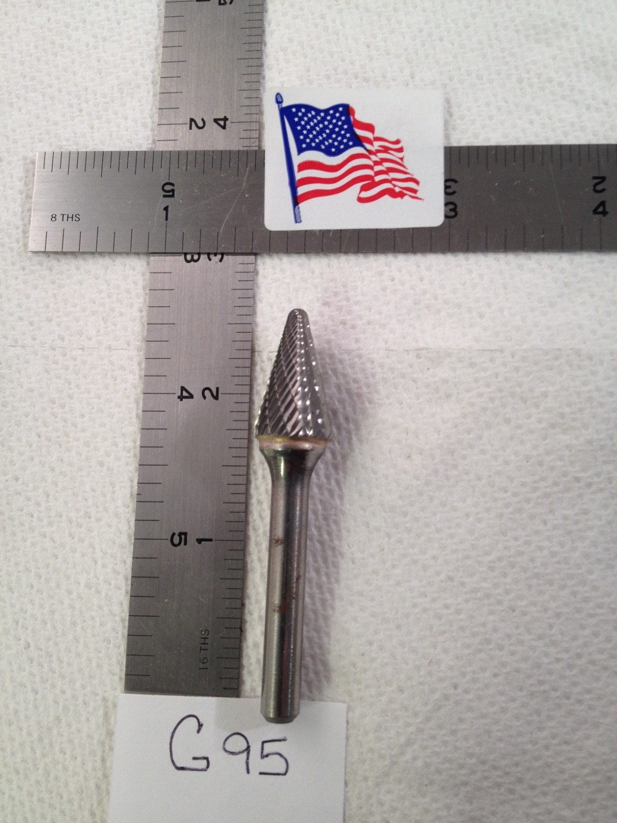 1 NEW FALCON / SGS 1/4" SHANK CARBIDE BURR SM-5 DOUBLE CUT. ROUNDED CONE (G95)