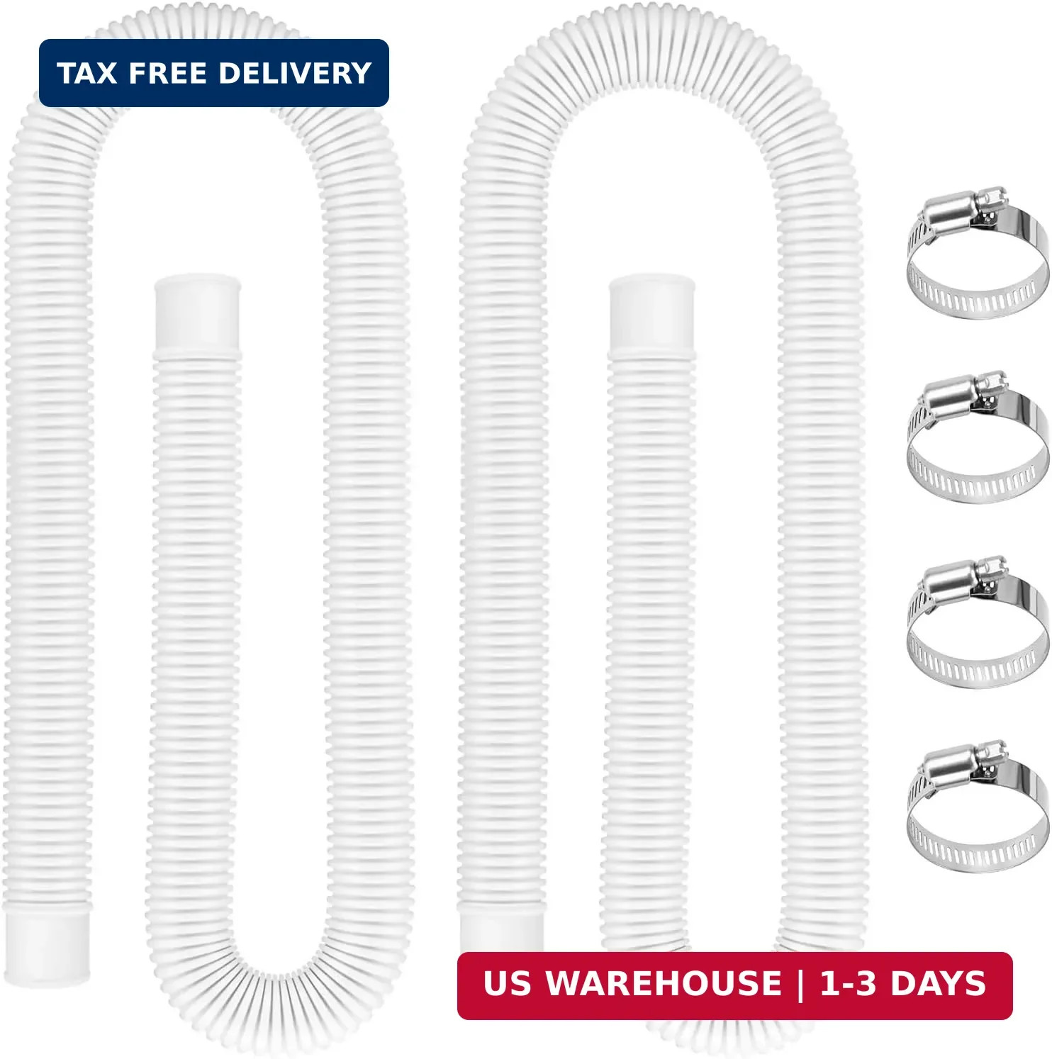 Pool Hoses for Above Ground Pools 1.5" Diameter x 59" Long, 2 Pack 1.5 Inch Abov