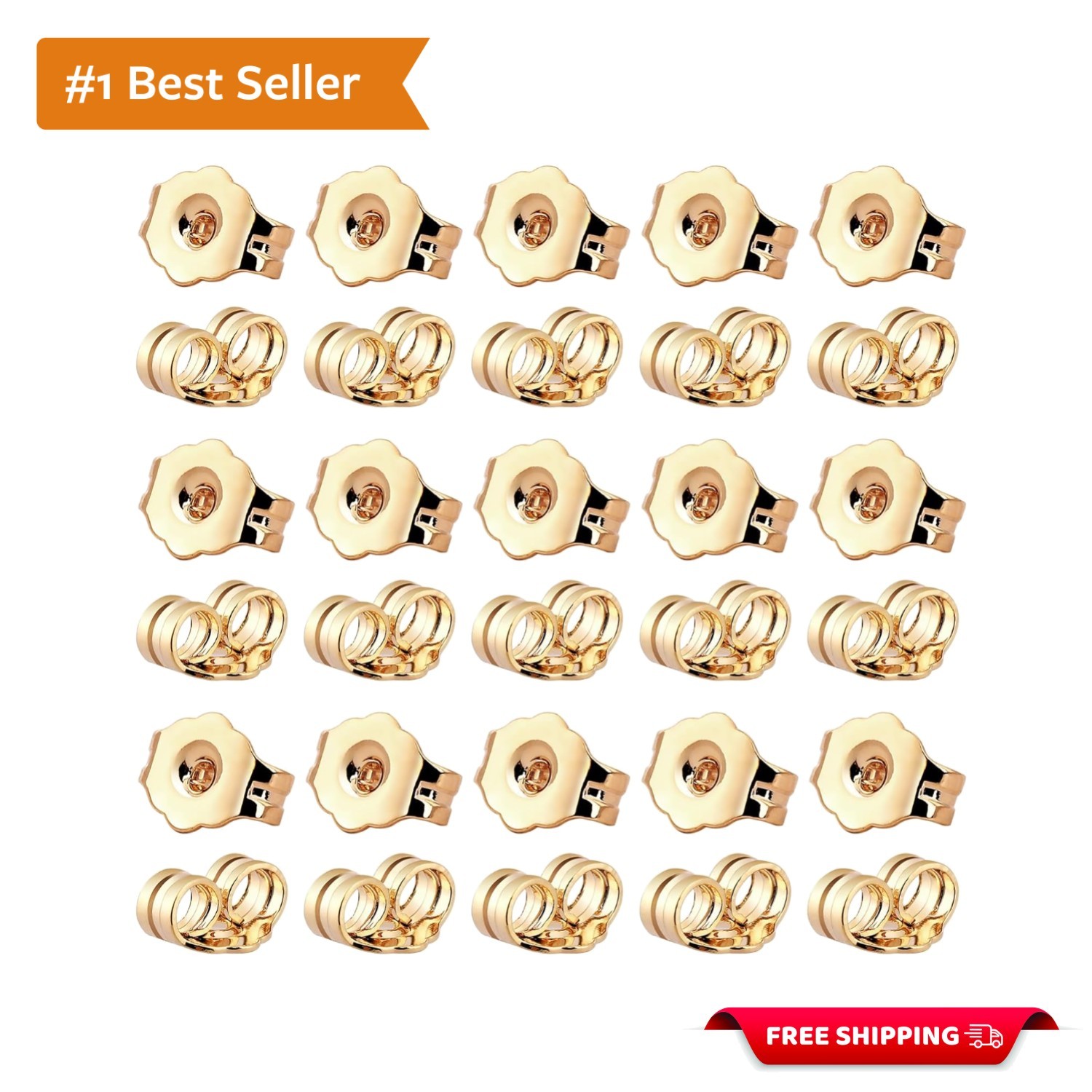15 Pairs of 14K Gold Earring Backs - Comfortable and Secure Earring Support