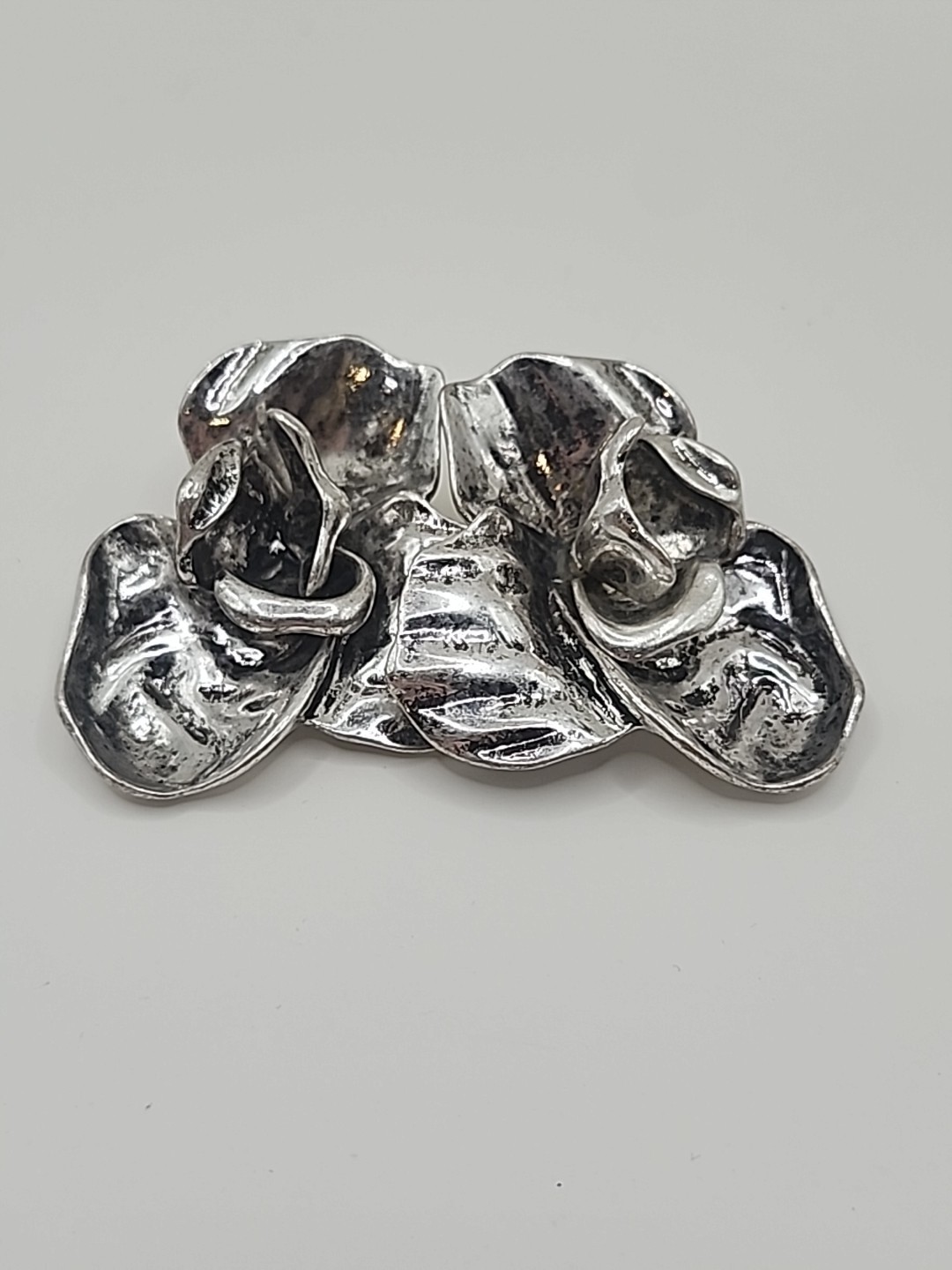 Huge Silverstone Metal Flower Earrings