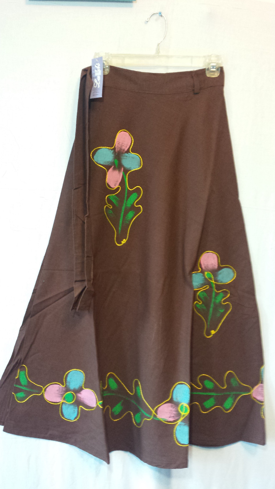 Women Clothing Cotton Long Wrap Skirt Summer Dress African Brown Free Size