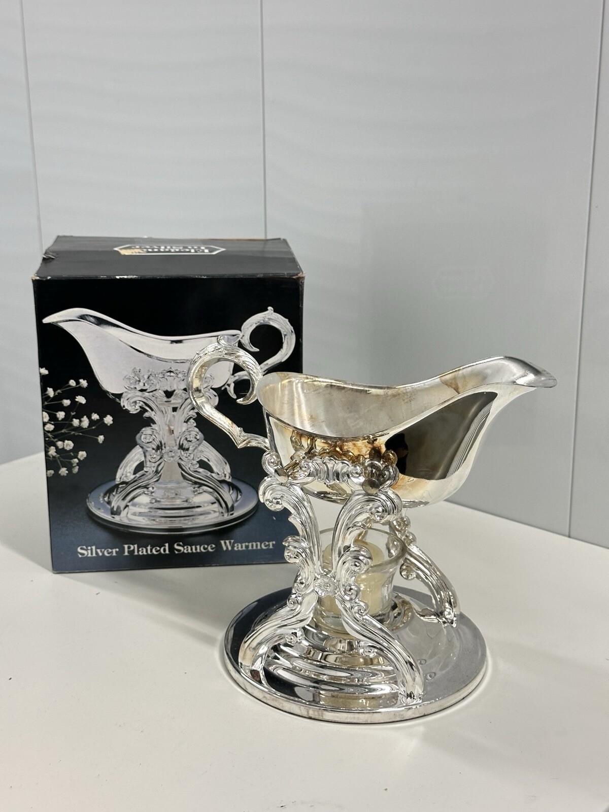 Vintage Silver Plated Sauce Warmer with Candle - Made in Hong Kong