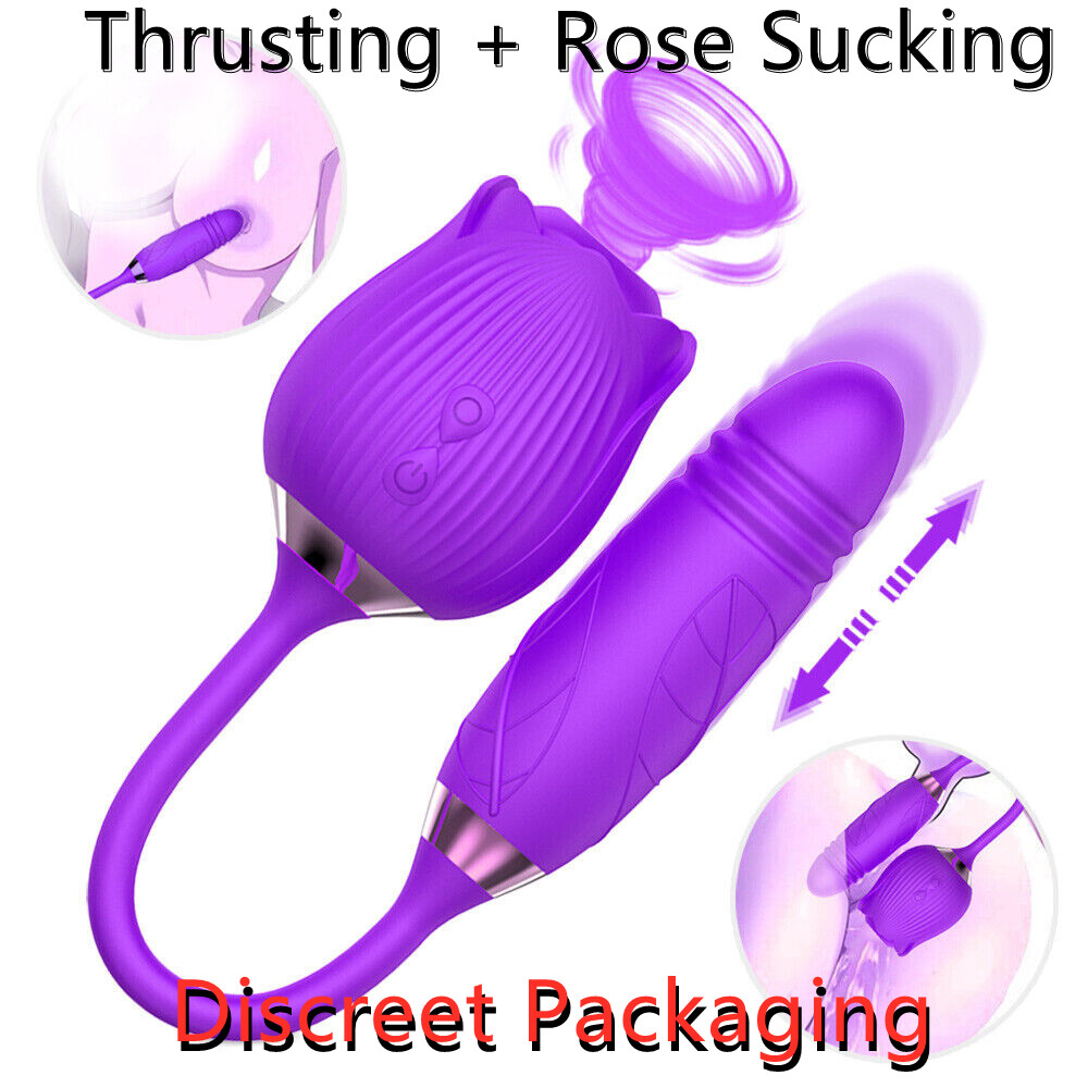 Rose-Sucking-Vibrator-Clitoral-Suction-Thrusting-Dildo-Toy-10 Speed-USELubricant