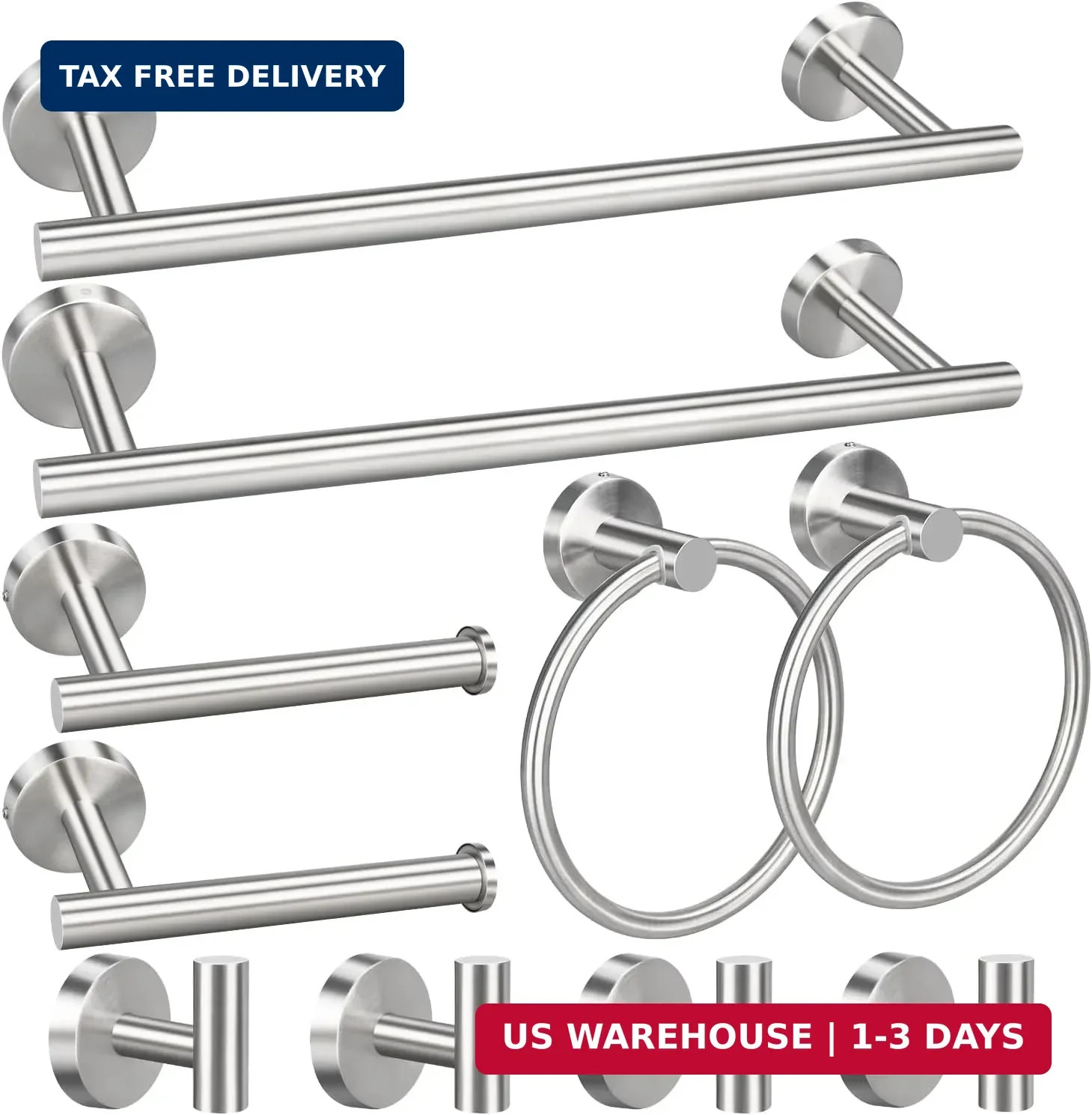 10pcs Bathroom Hardware Set, Brushed Nickel Bathroom Hardware Set, Including 16"