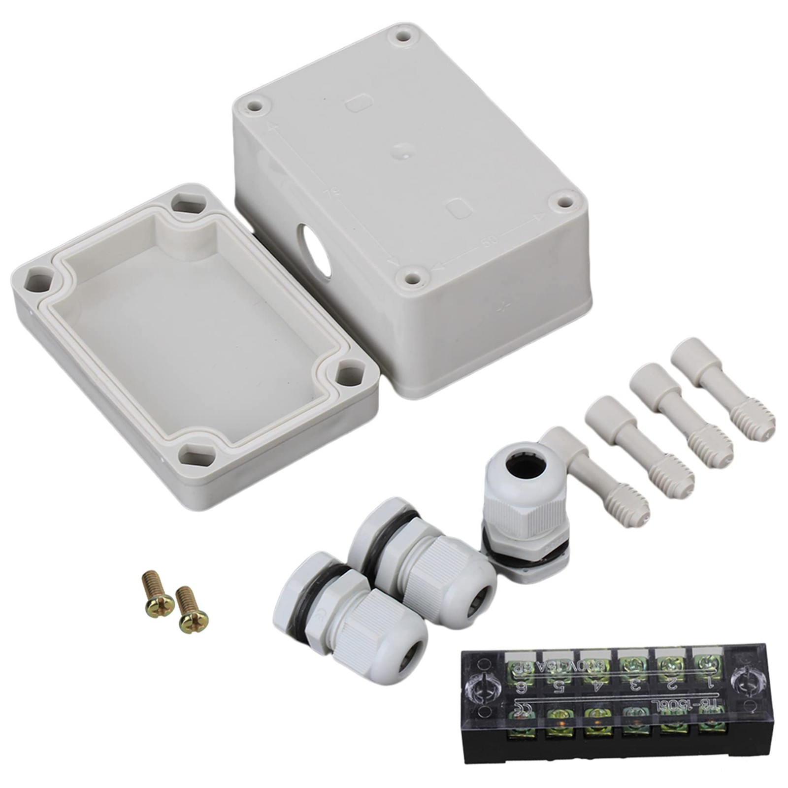 RDEXP White Gray Plastic Waterproof 6 Position 3.74x2.55x2.16", white