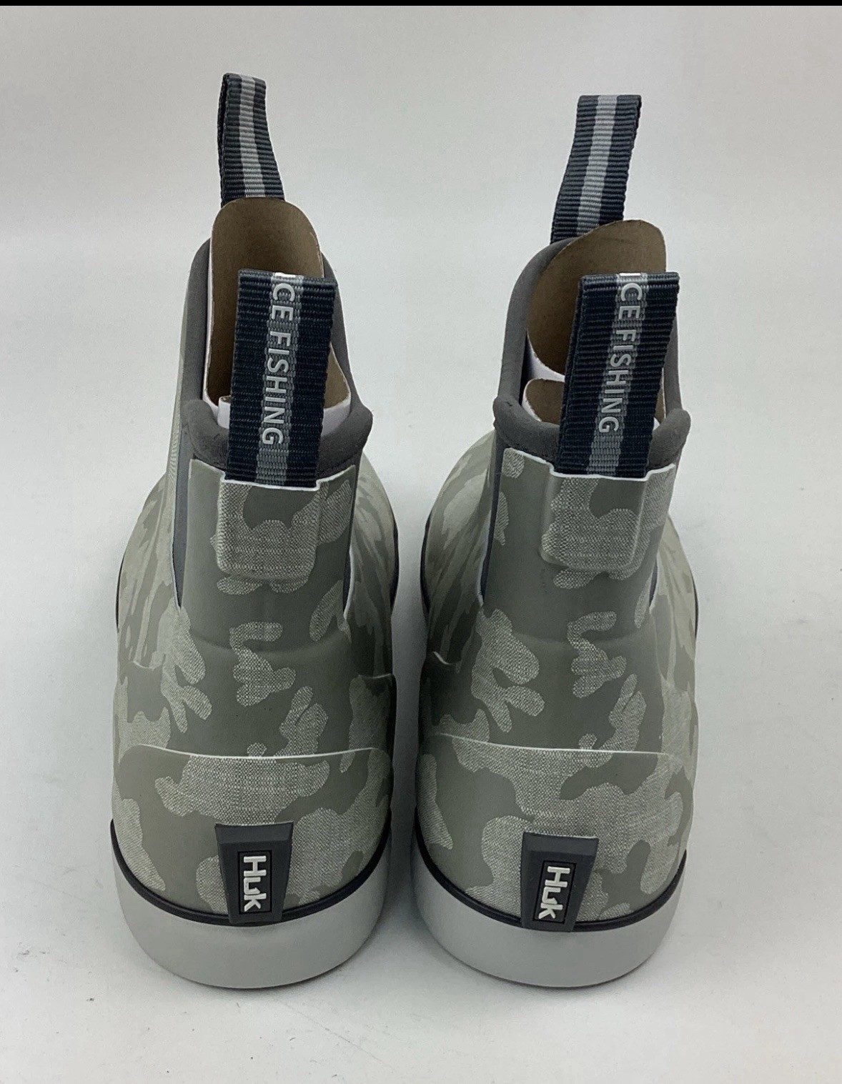 Huk Rogue Wave Waterproof Slip Resistant Camouflage Rain Fishing Boots Gray Men
