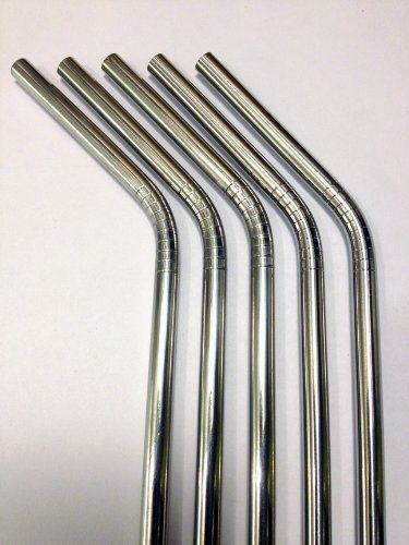 Reusable Straws - Stainless Steel Drinking - Set of 5 + Cleaner + FREE Citrus