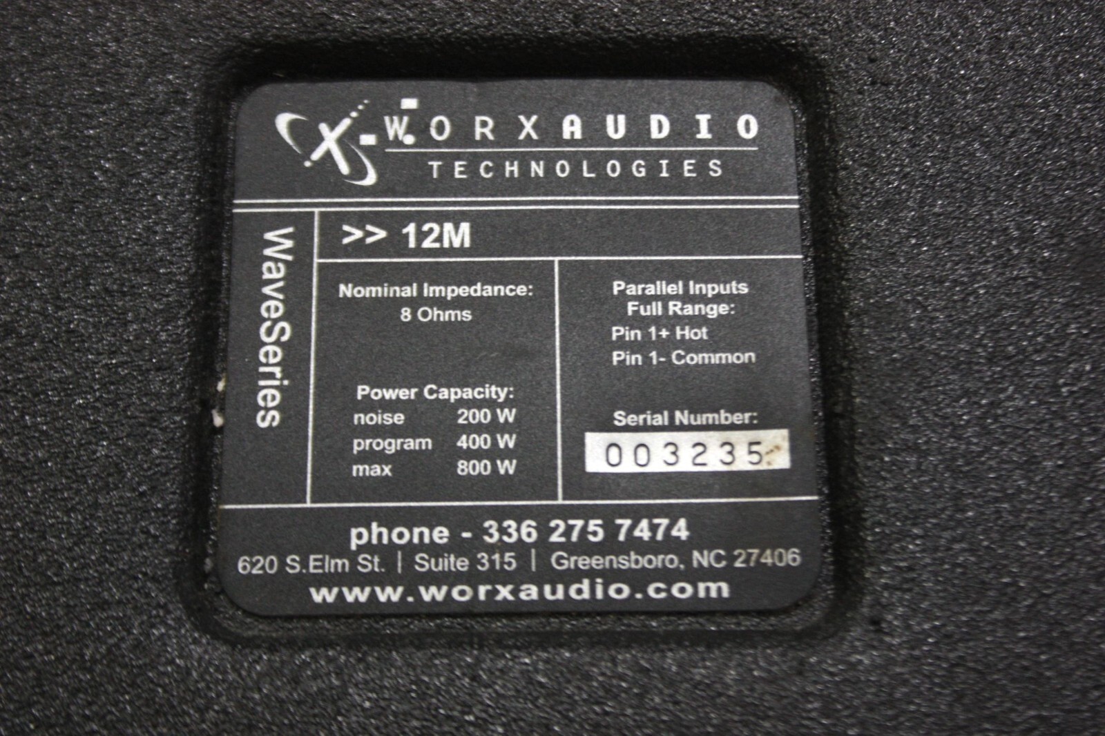 Tested Working, Cosmetic- * WorxAudio WaveSeries 12M Two-Way Passive Loudspeaker